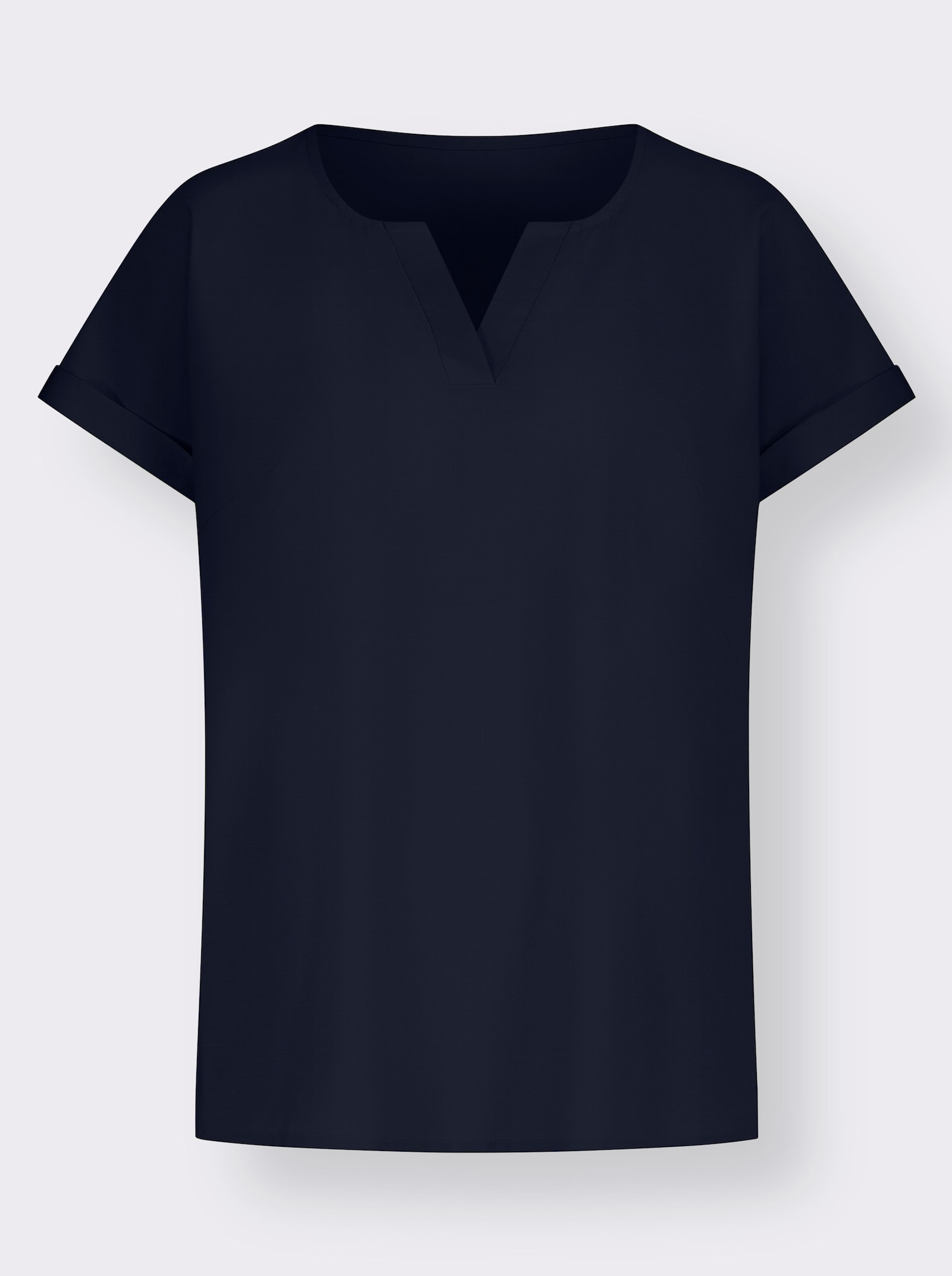 Schlupfbluse mit fixiertem Ärmelaufschlag - marine