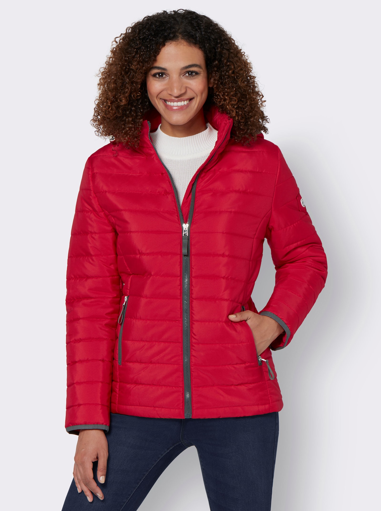 Steppjacke mit kontrastfarbenen Akzenten - rot