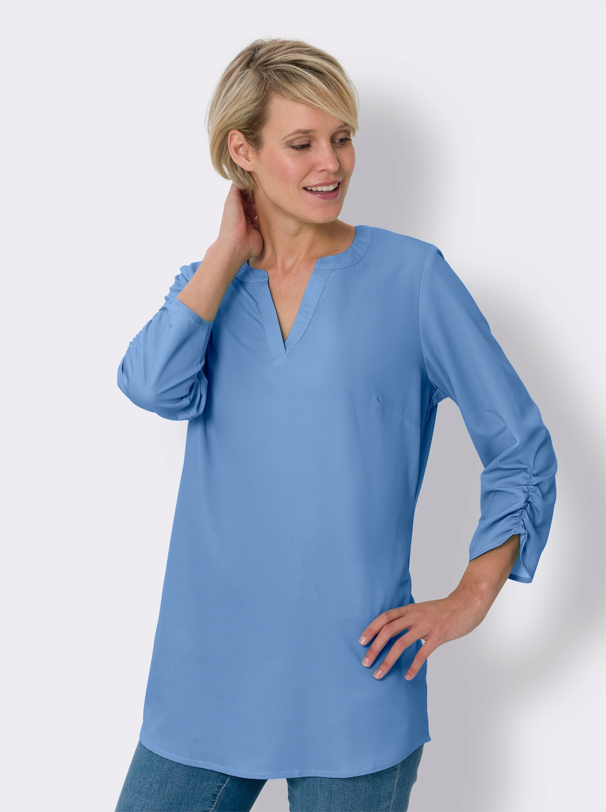 Longline blouse - hemelsblauw
