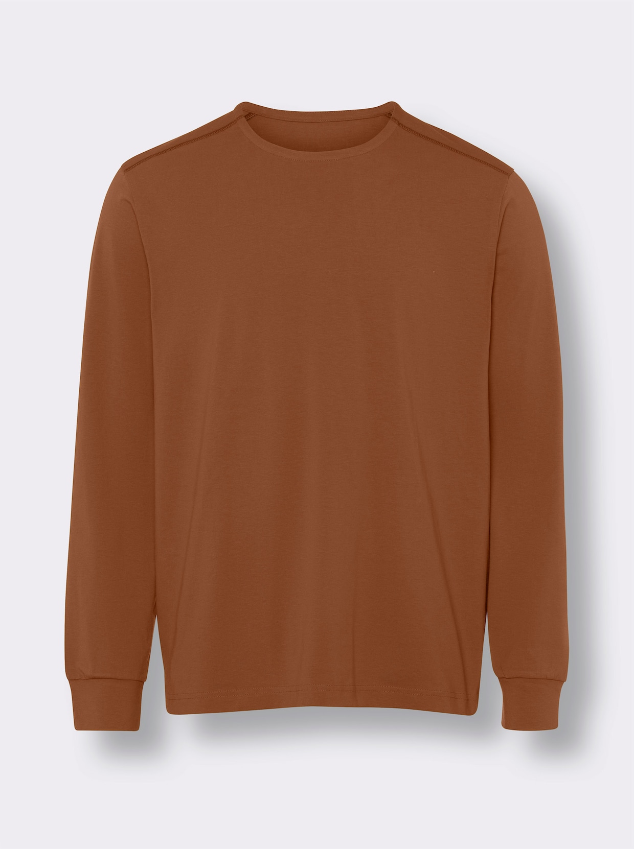 Shirt met ronde hals - cognac