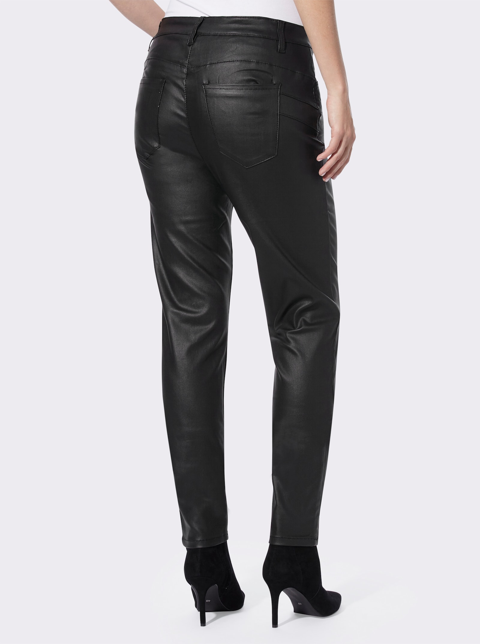 heine Bauchweg-Hose glänzend beschichtet - schwarz