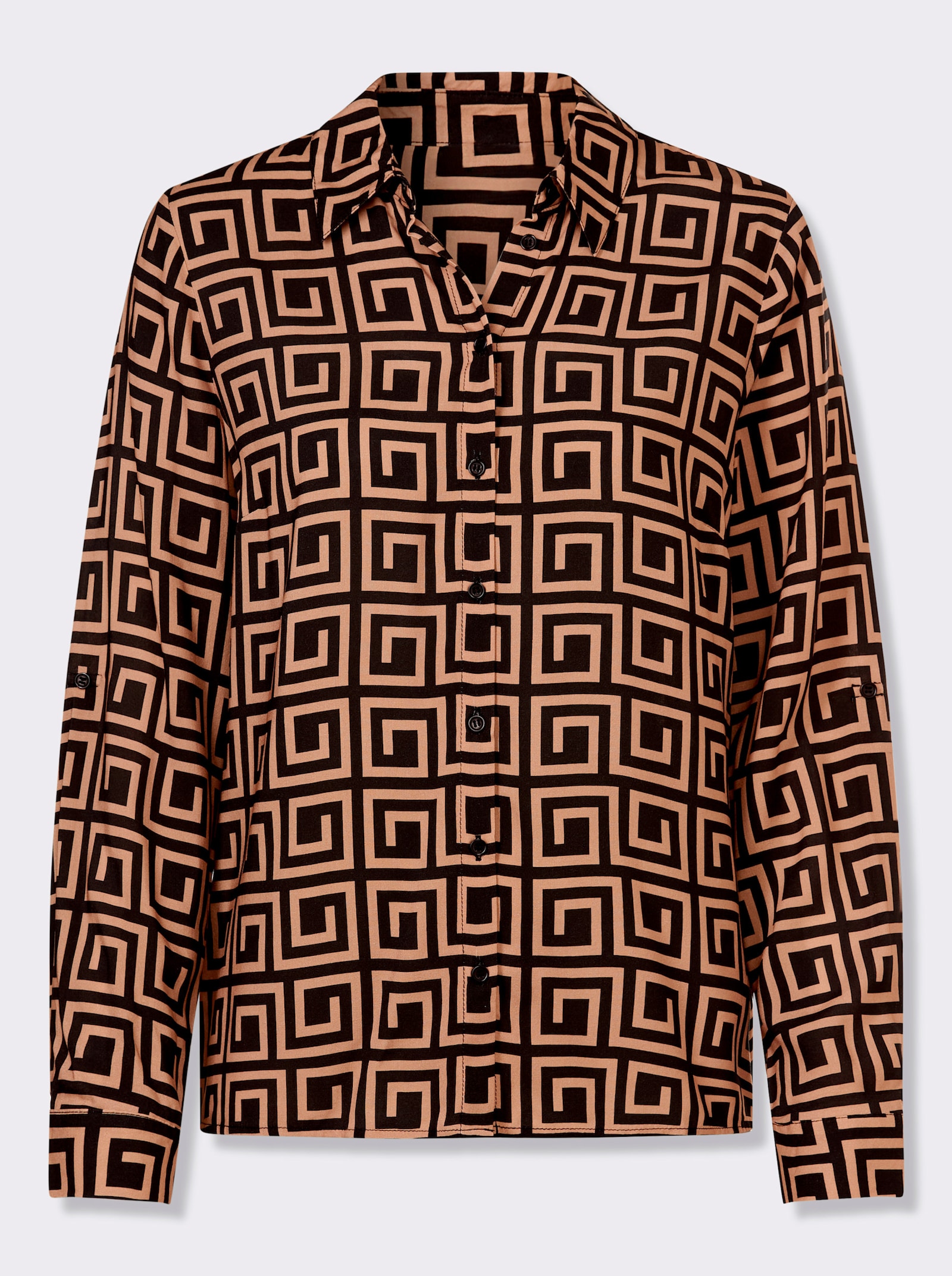 heine Druckbluse mit grafischem Muster - camel-schwarz-bedruckt