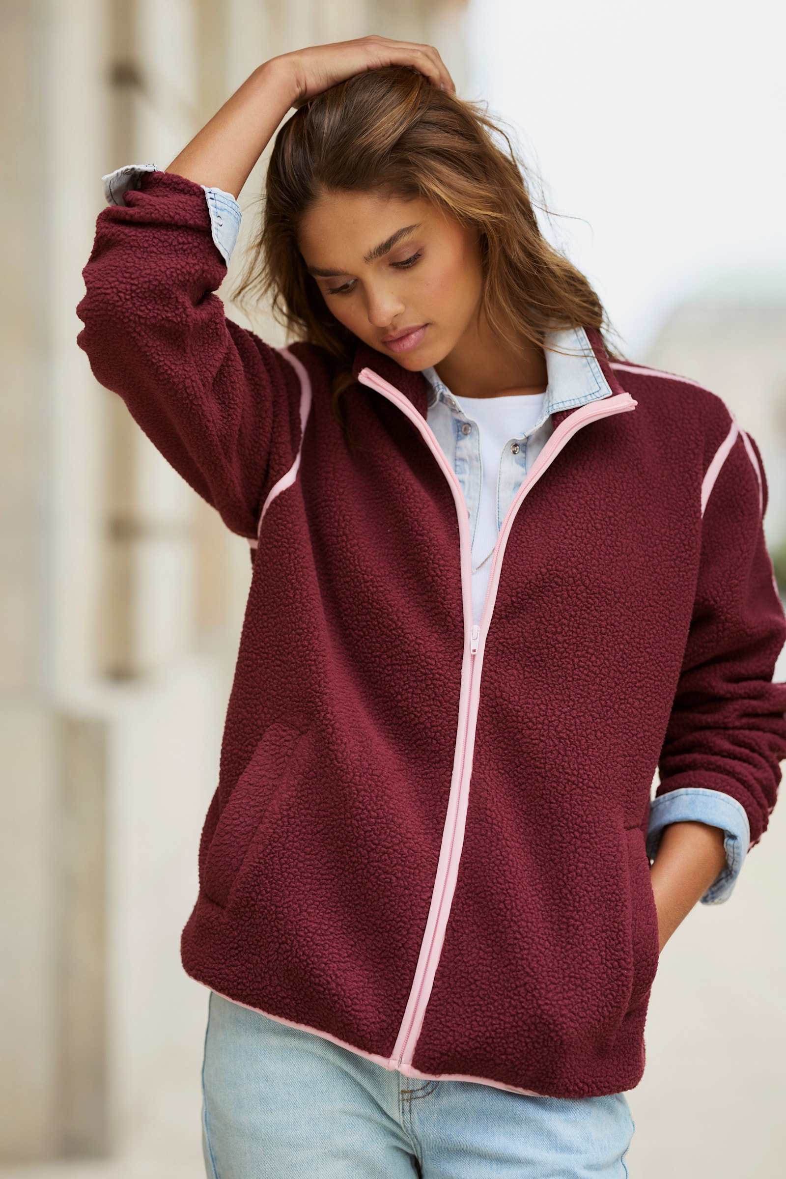 Buffalo Fleecejacke - burgund