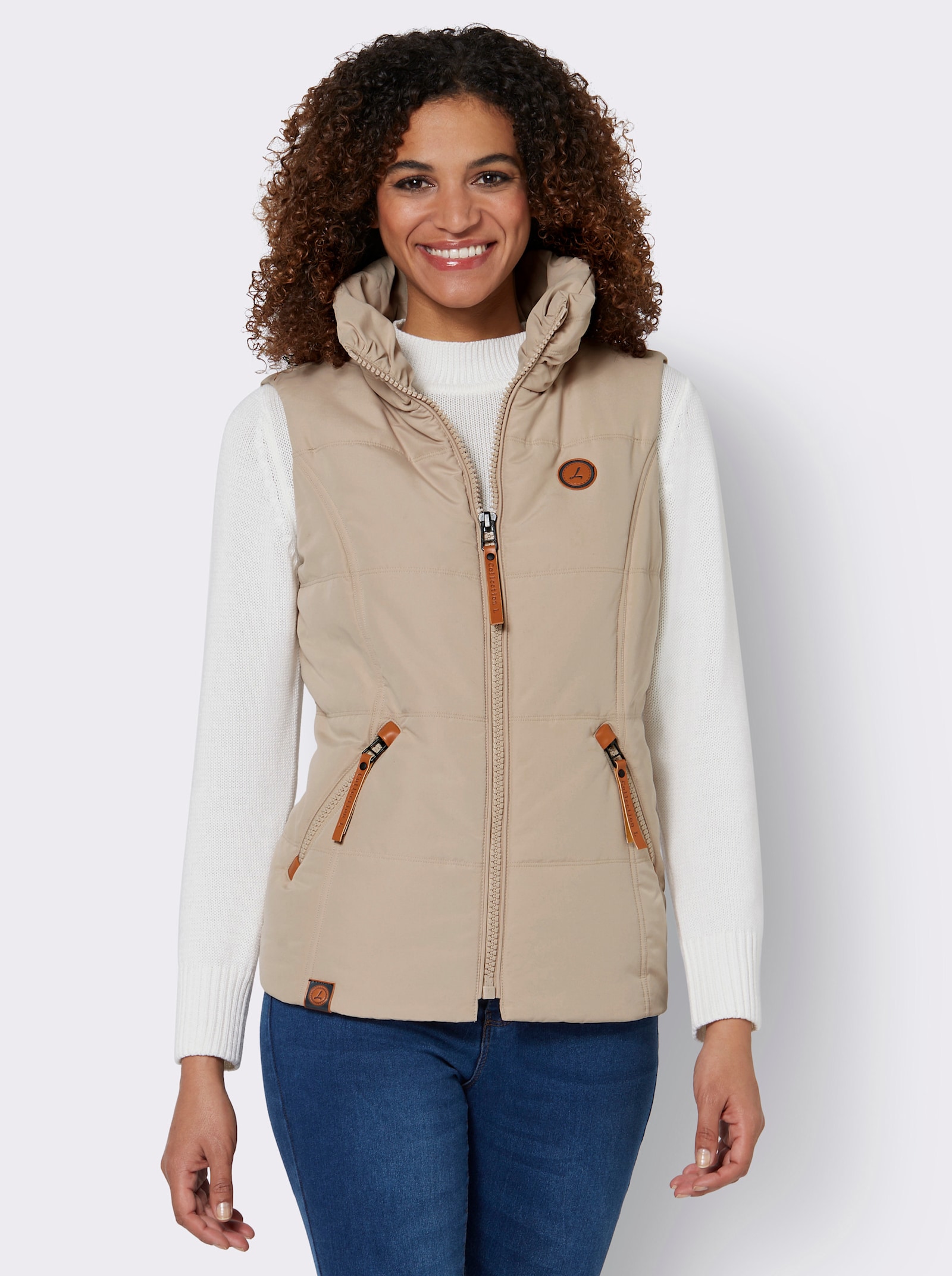 Steppweste in Microfaser-Qualität - beige