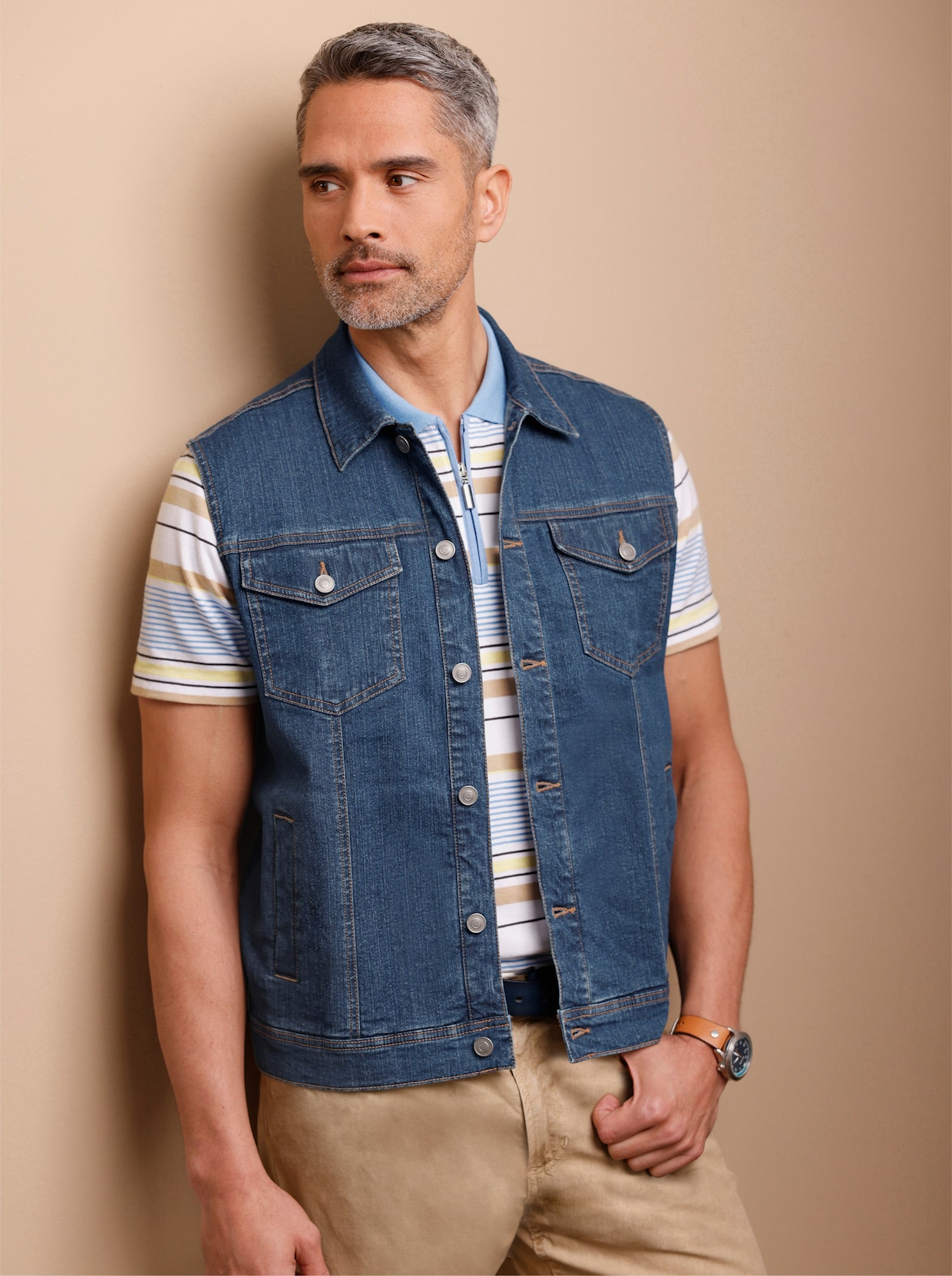 Jeansgilet - blue-stonewashed