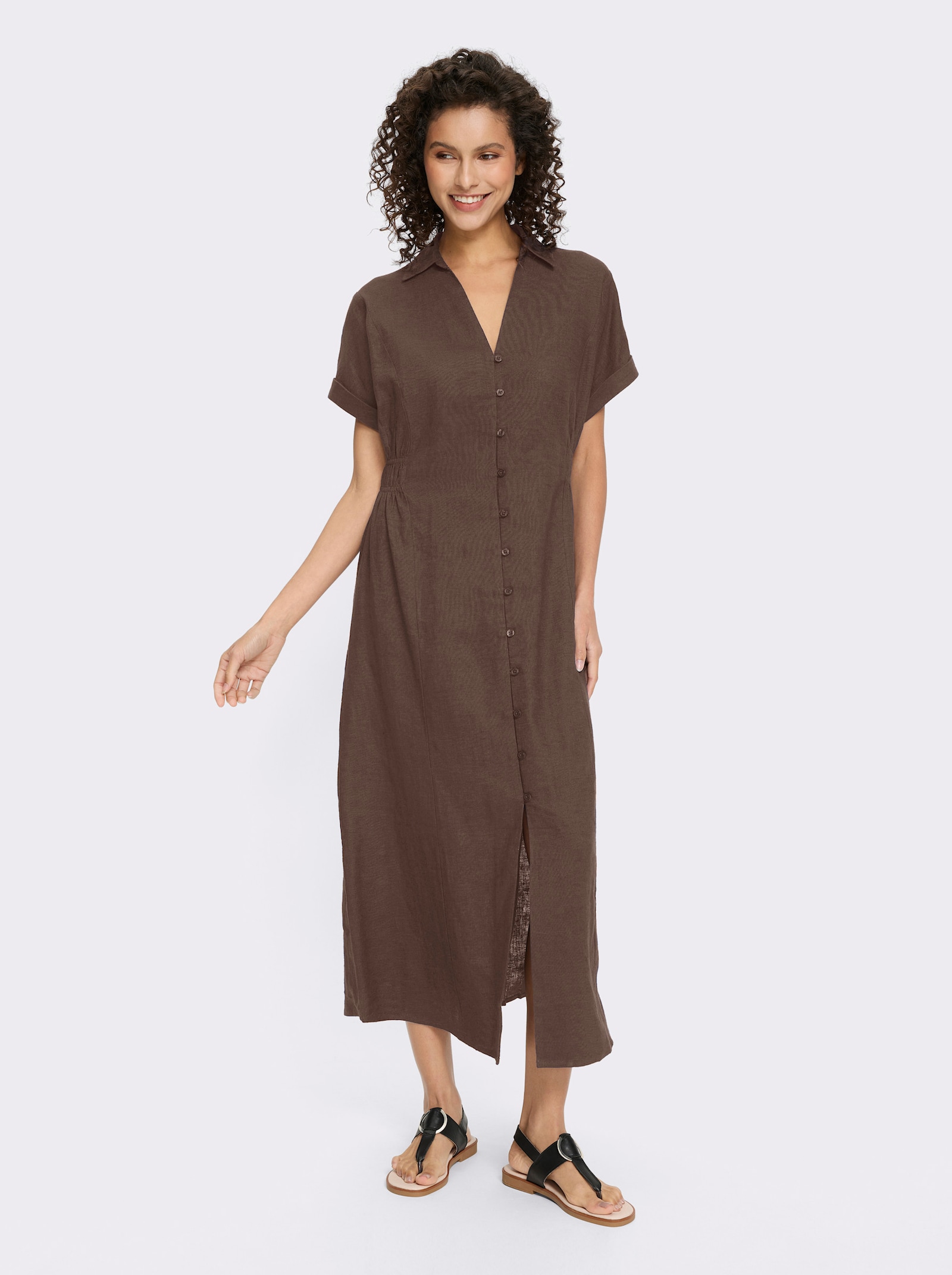 heine Sommerkleid mit Gehschlitz - schoko