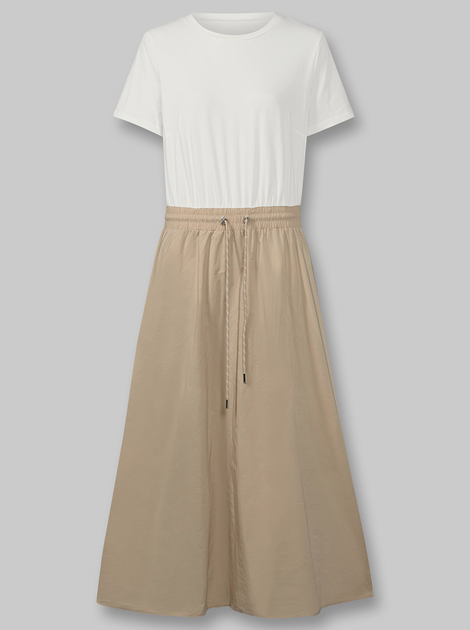 heine Maxikleid im Materialmix - ecru-beige