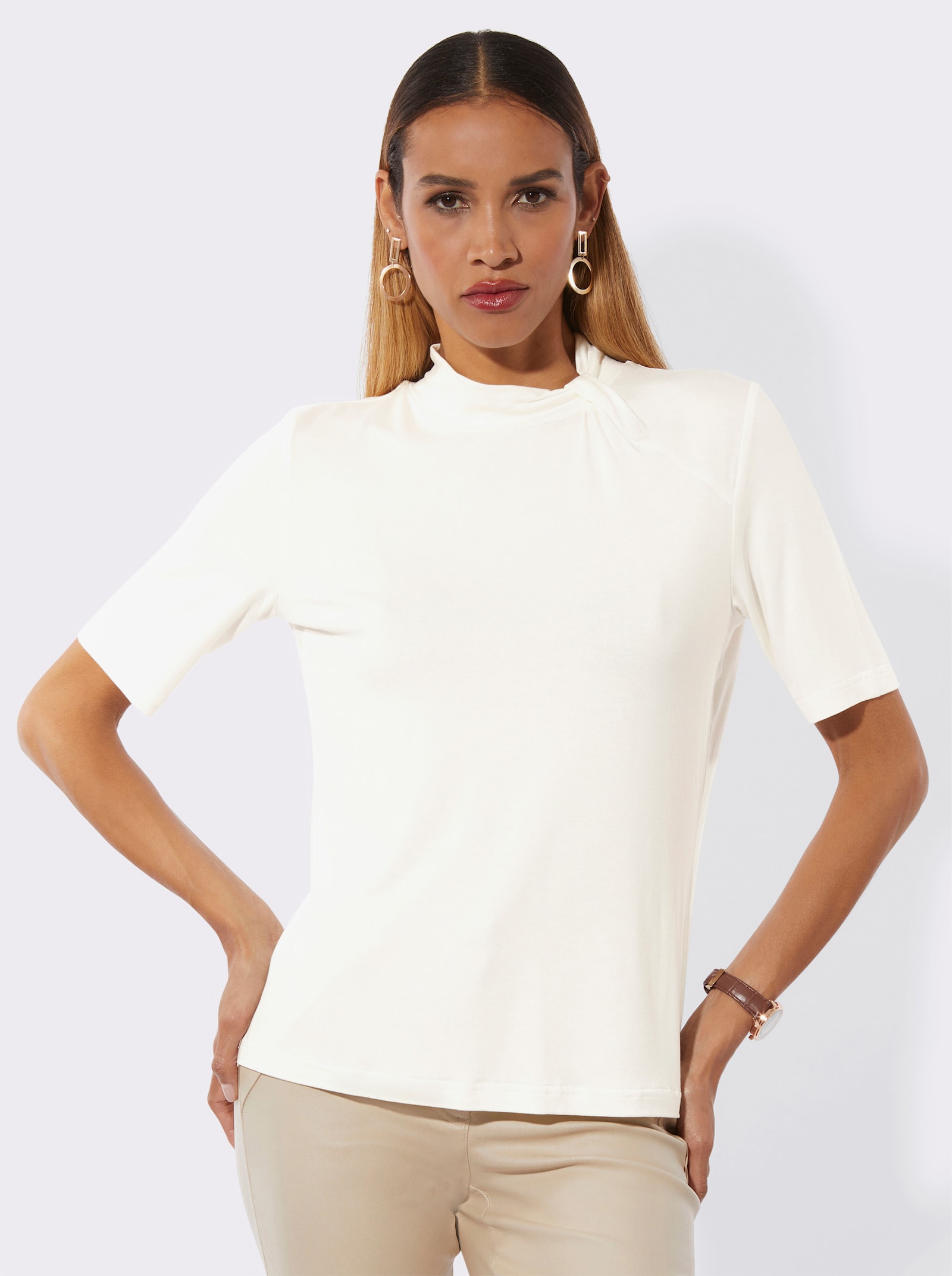 Stehkragenshirt - ecru