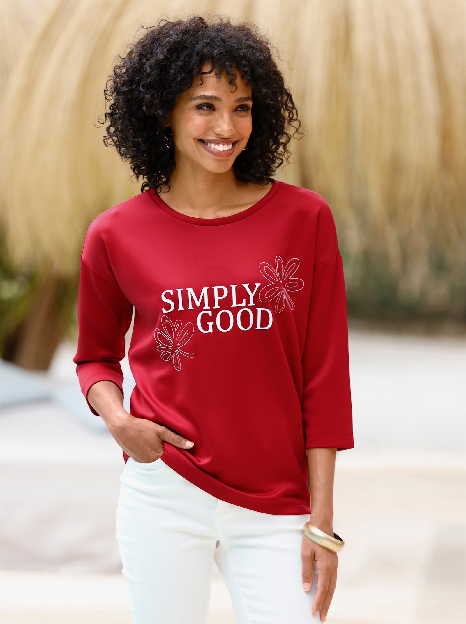 heine Sweatshirt mit Stickerei - rot