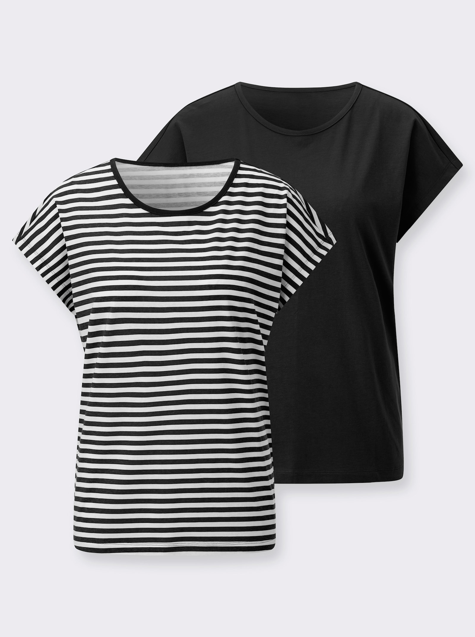 Shirt-Set mit überschnittenen Schultern - schwarz