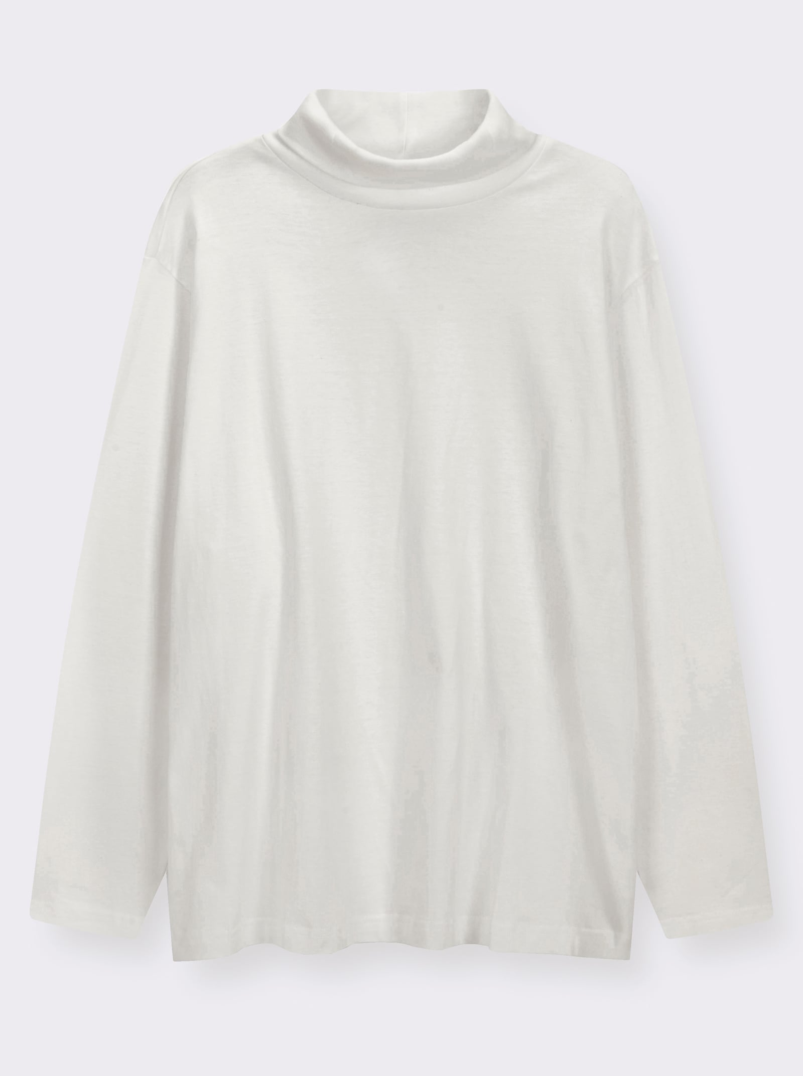 Rollkragenshirt mit langen Ärmeln - wollweiß