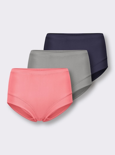 wäschepur Taillenslip mit breitem, weichem Bund - marine + flamingo + steingrau