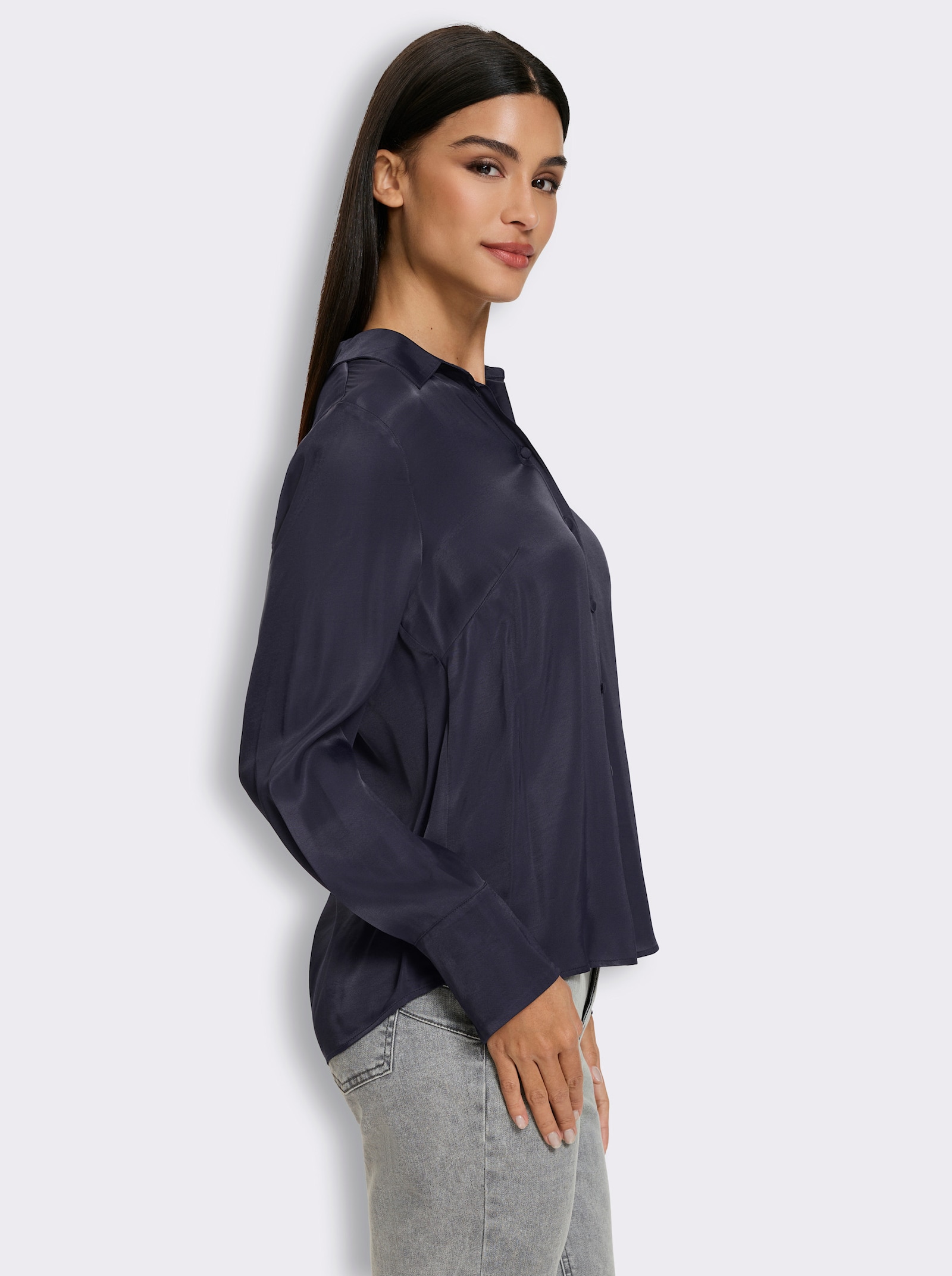 heine Hemdbluse mit Rückenfalte - marine