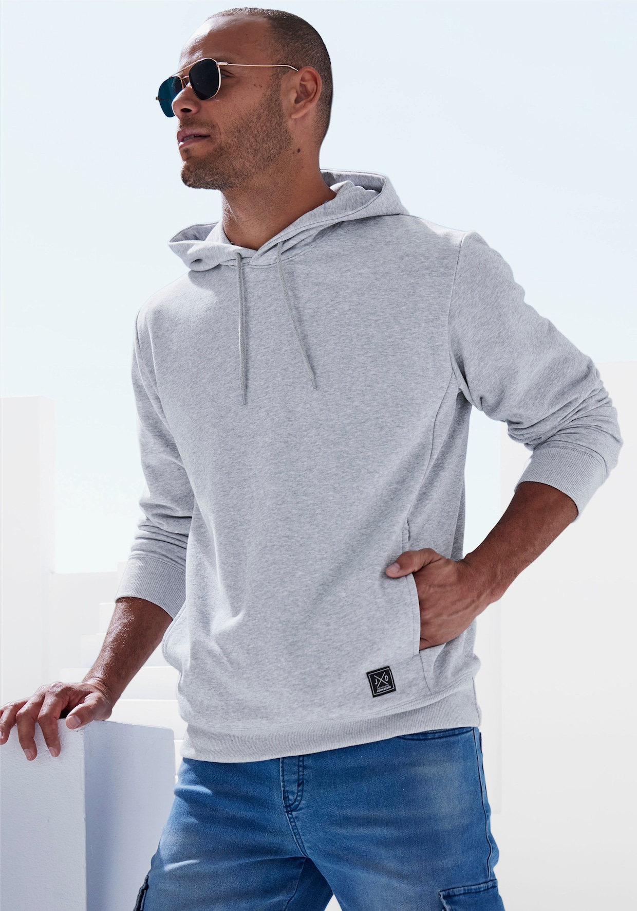 Hoodie - grau-meliert