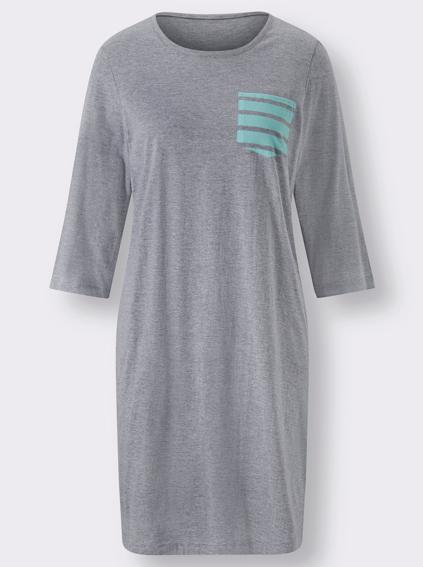 wäschepur Sleepshirts im Baumwoll-Mix - grau-meliert + mint