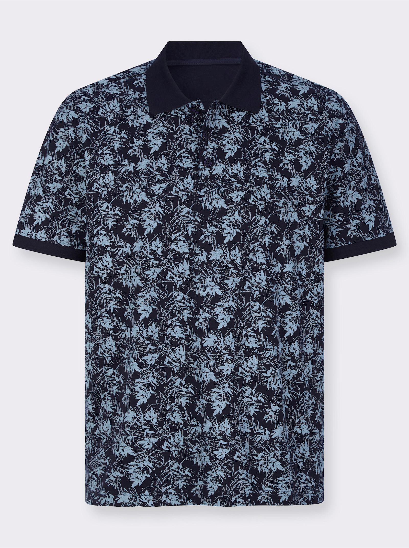 Polokošile s listovým potiskem - námořnická modrá-modrá-potisk