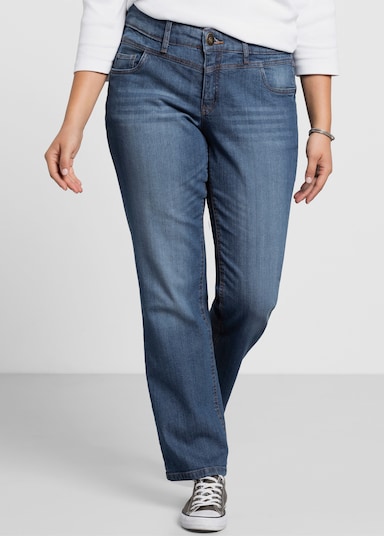 sheego Gerade Jeans mit Used-Effekten - blue denim