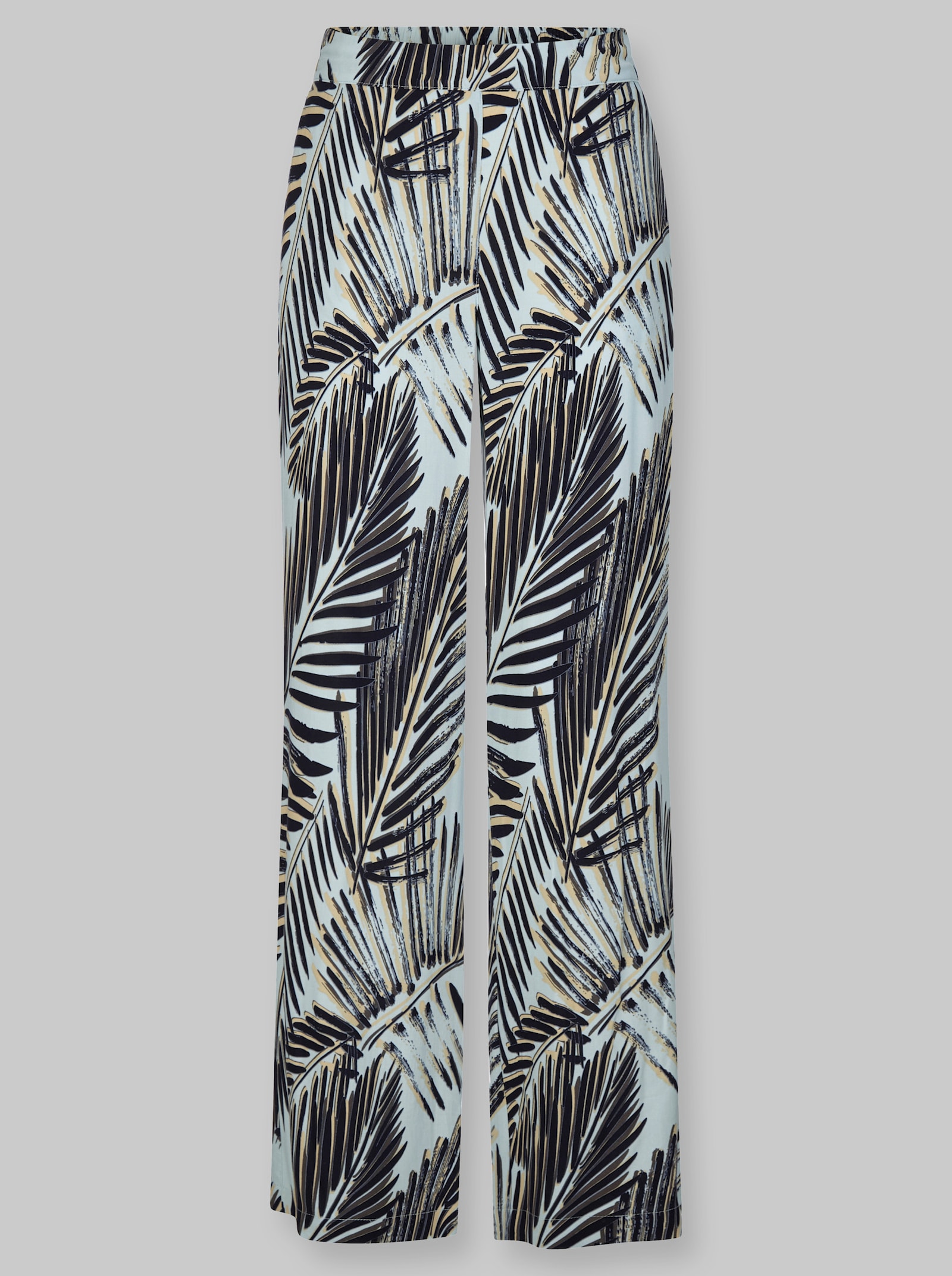 heine Webhose mit Blätterprint - hellblau-marine-bedruckt