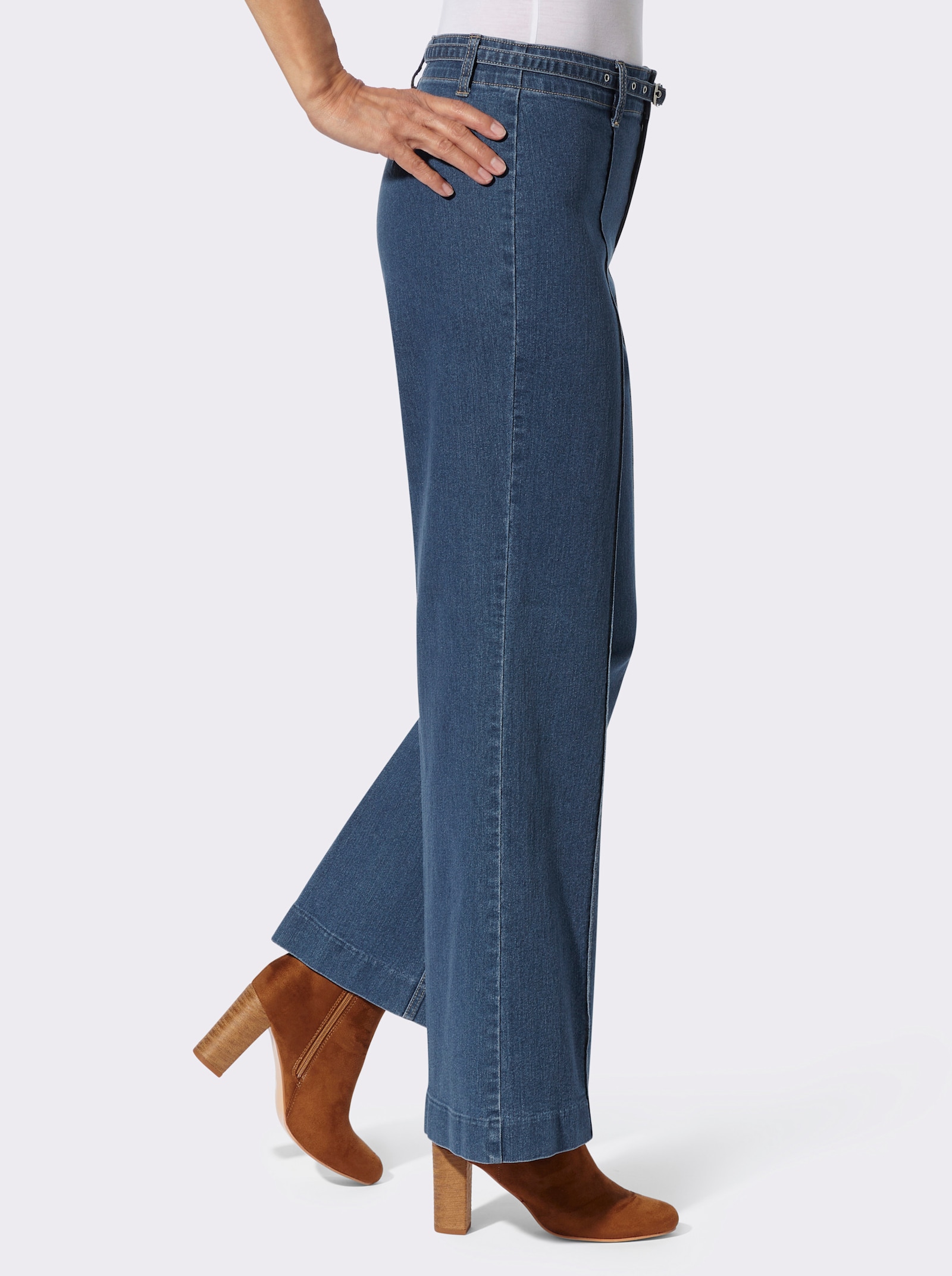 Jeans mit Biese vorne - blue-stone-washed
