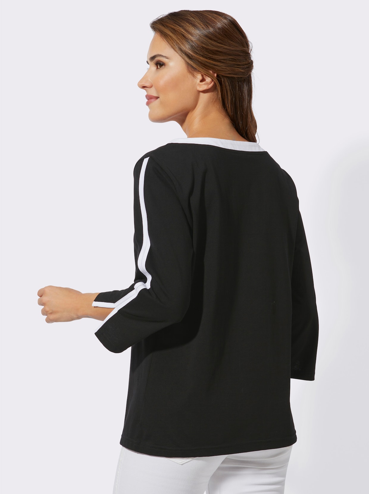 3/4-Arm-Shirt - schwarz-weiß