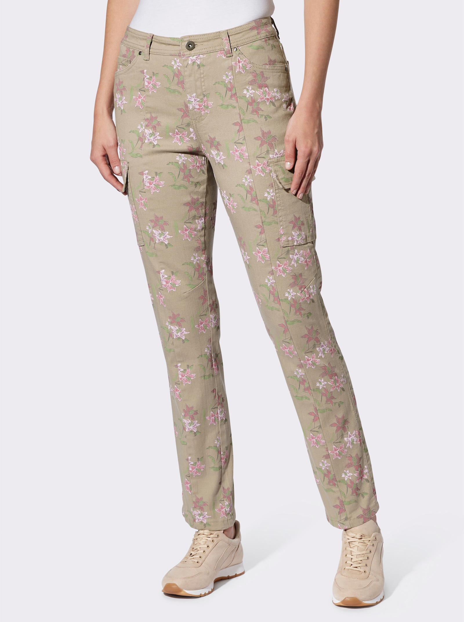 heine Druckhose mit Floral-Print - sesam-altrosa-bedruckt