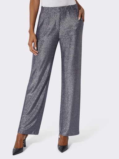 Jerseyhose mit Glanzgarn - silberfarben-marine