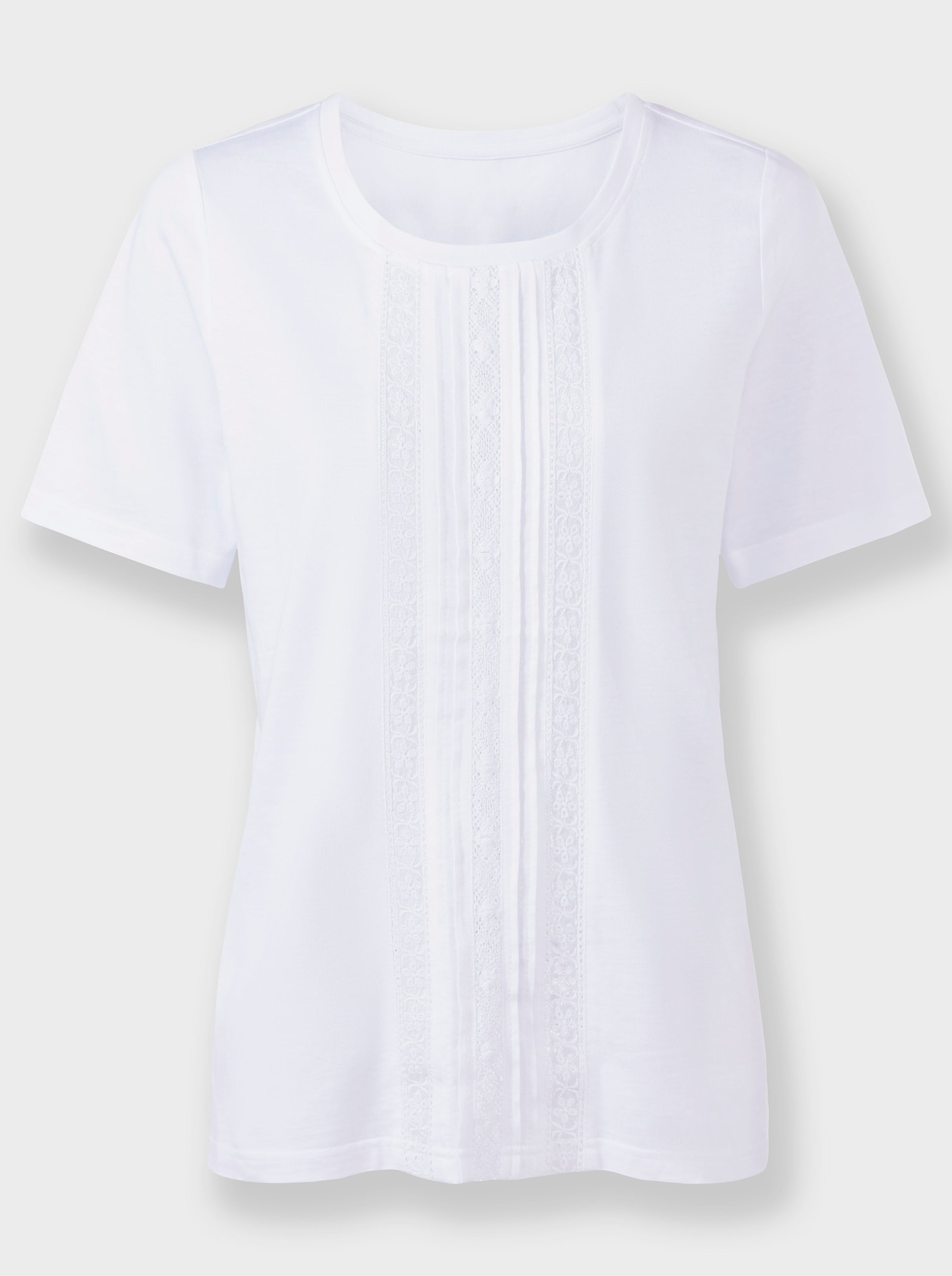 Kurzarmshirt in dezenter A-Form - weiss