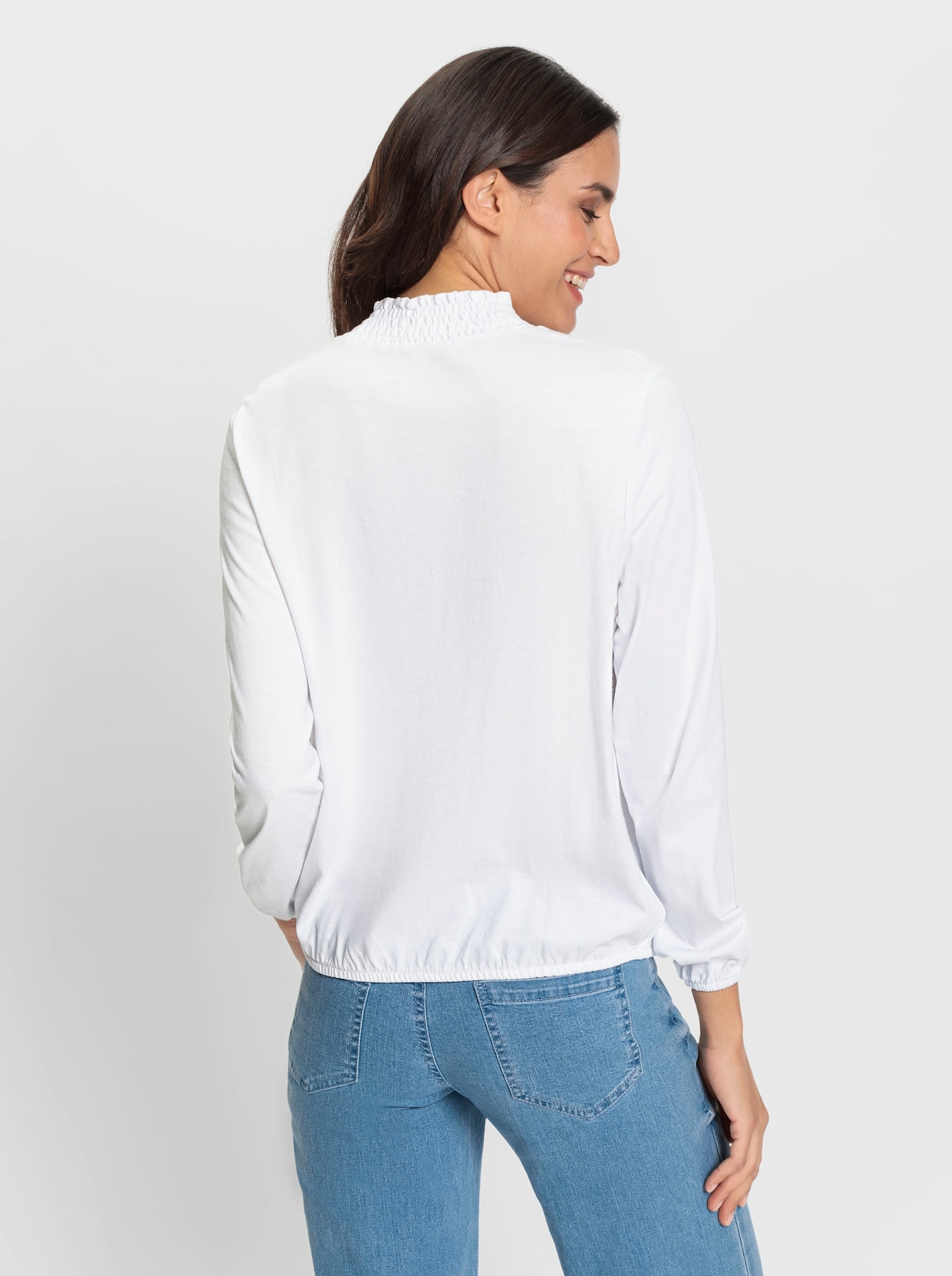 Stehkragenshirt - weiß