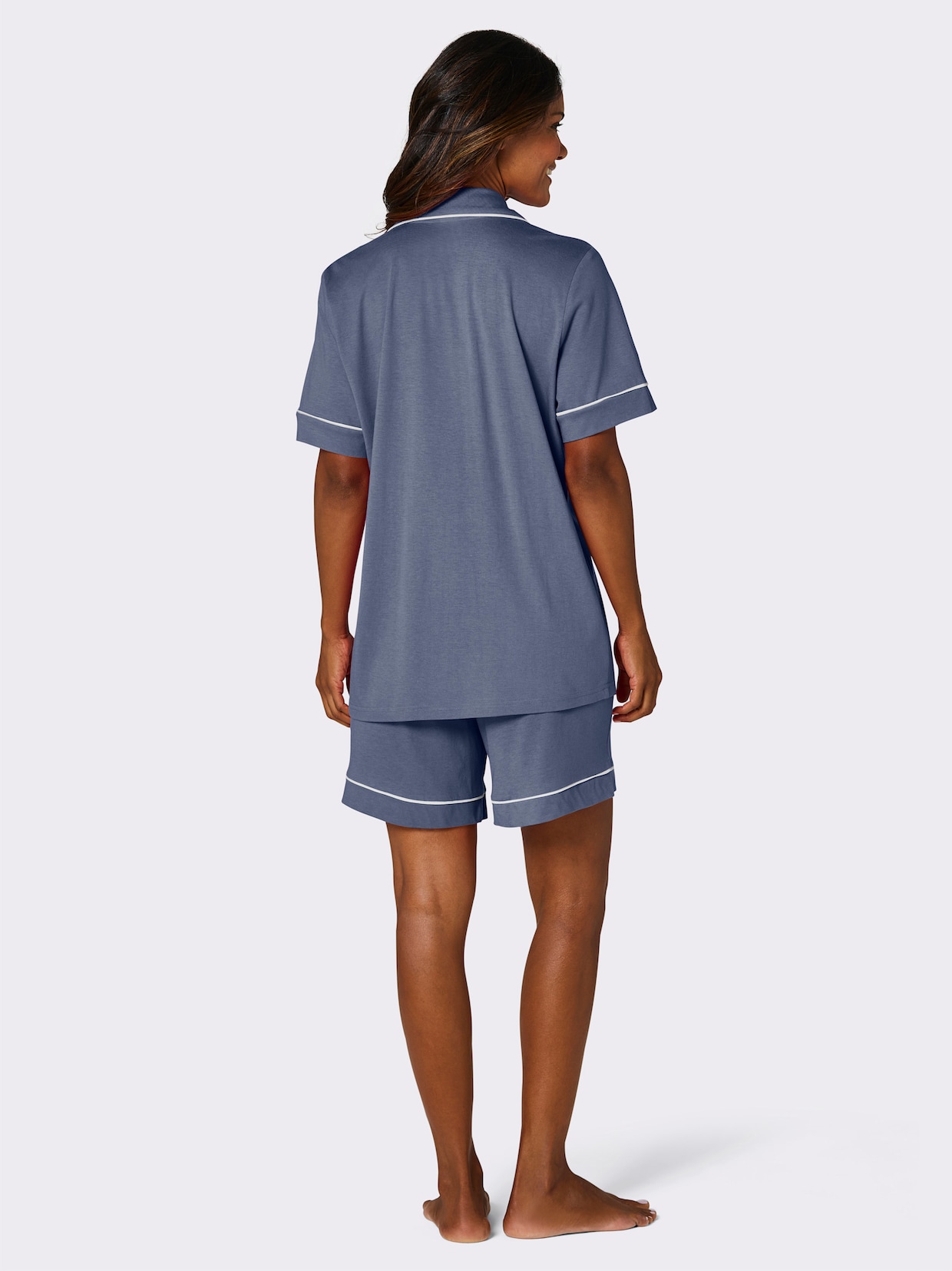 wäschepur Shorty - rauchblau-weiß