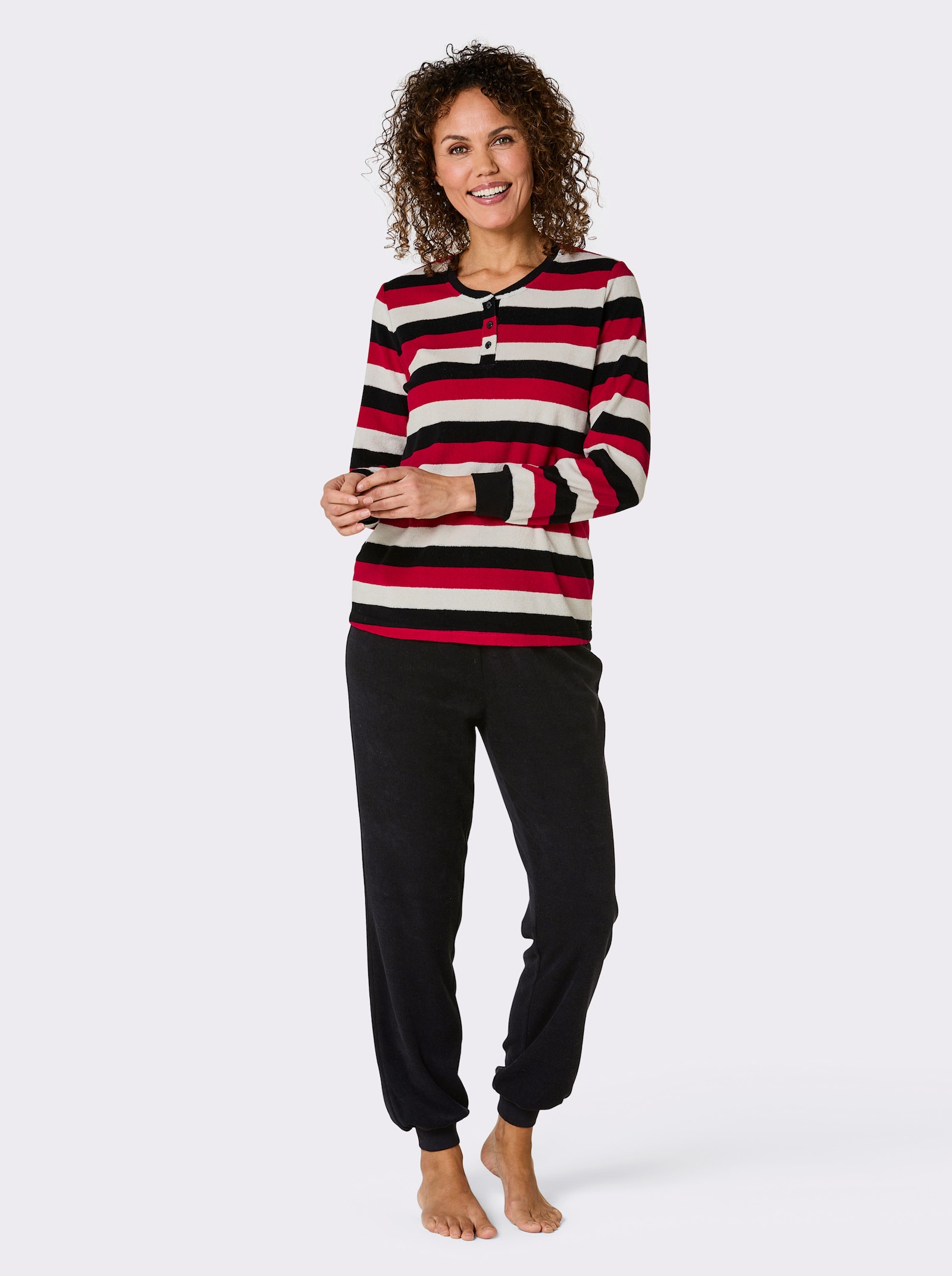 wäschepur Schlafanzug - rot-schwarz-gestreift