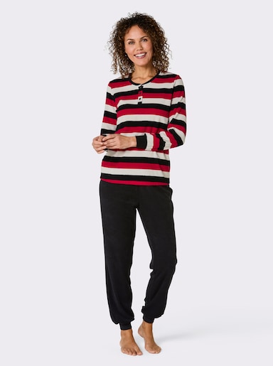 wäschepur Schlafanzug - rot-schwarz-gestreift