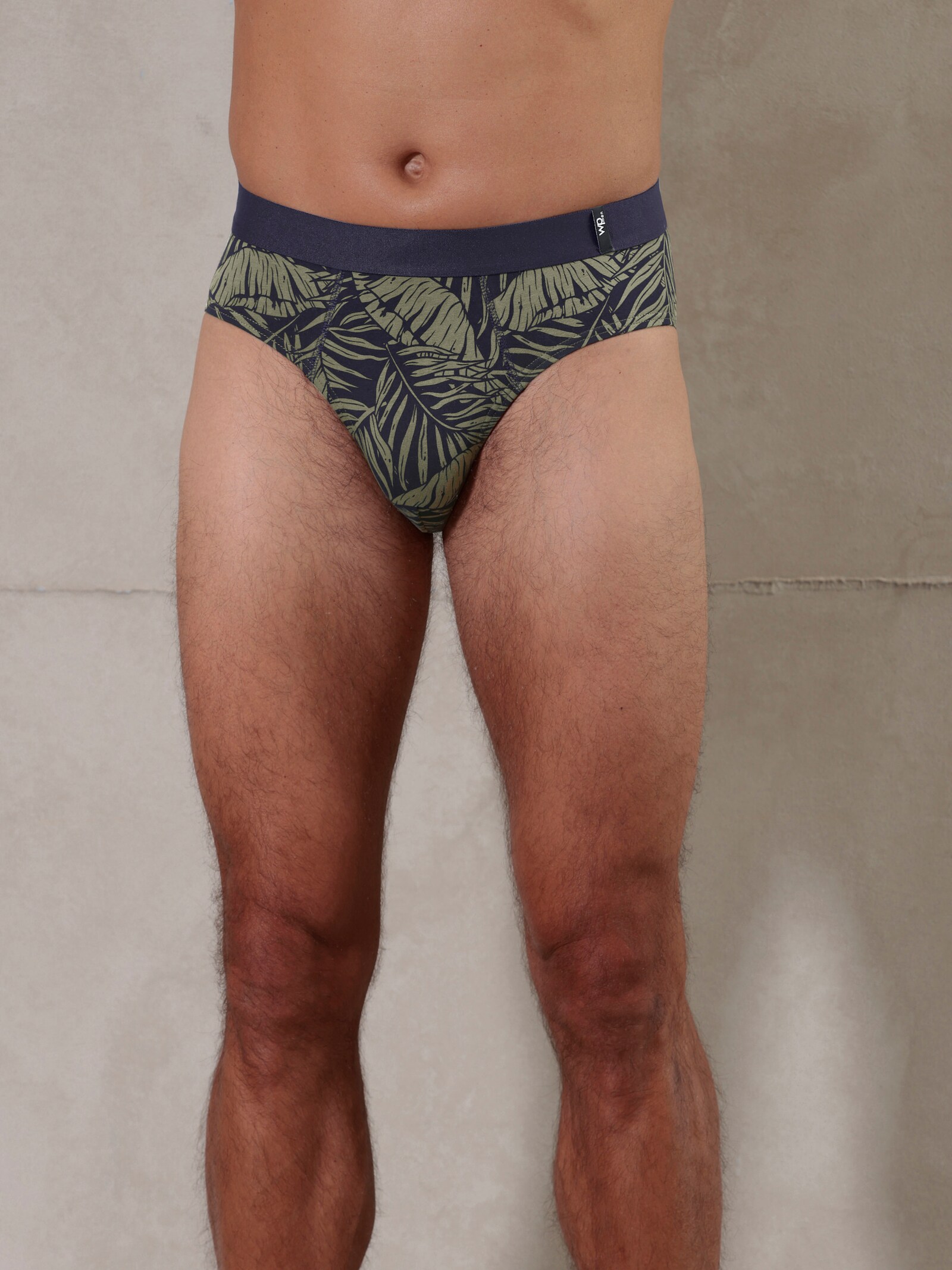 wäschepur men Slip im 3er-Pack - marine-khaki-bedruckt + marine + khaki