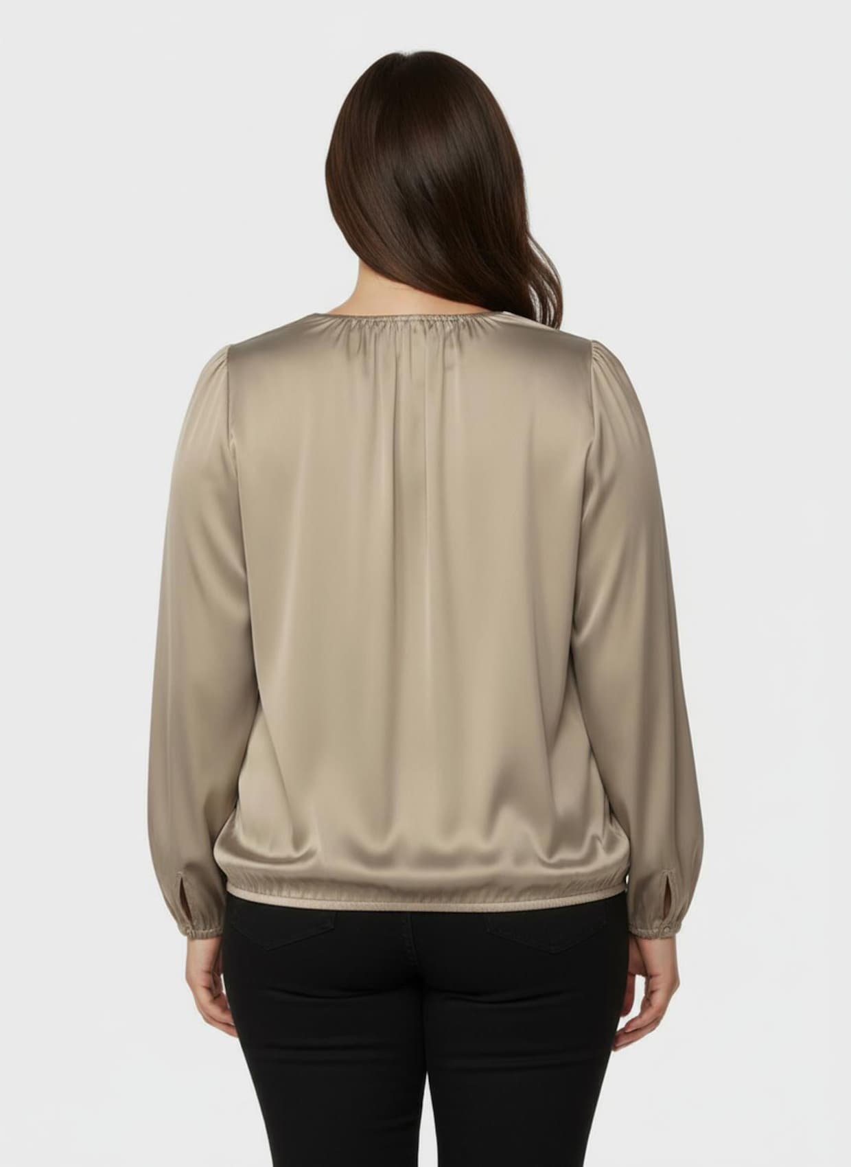 Satinbluse mit Raffungen - beige