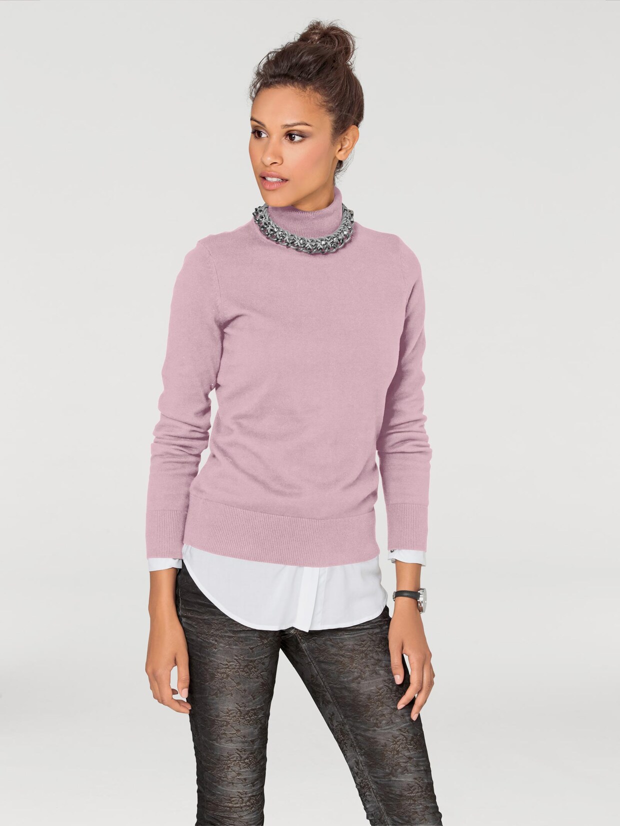 Linea Tesini Rollkragenpullover - rosé