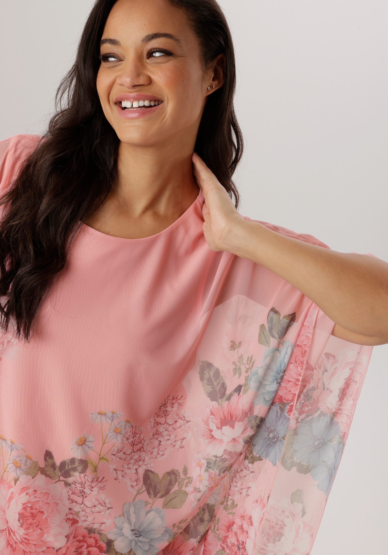 Aniston PLUS Blusenshirt - rose-grün-hellblau