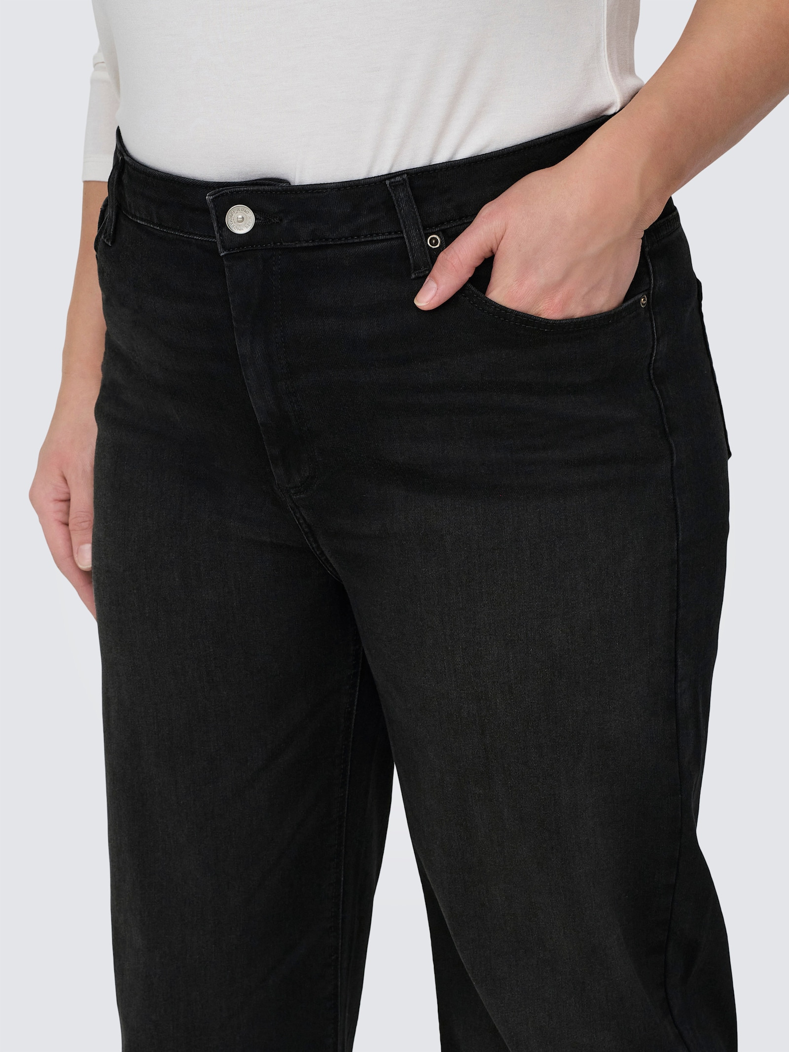 High-waist-Jeans - black denim