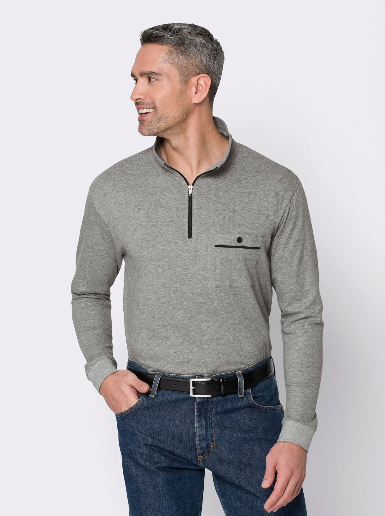 Poloshirt - steengrijs/gemêleerd