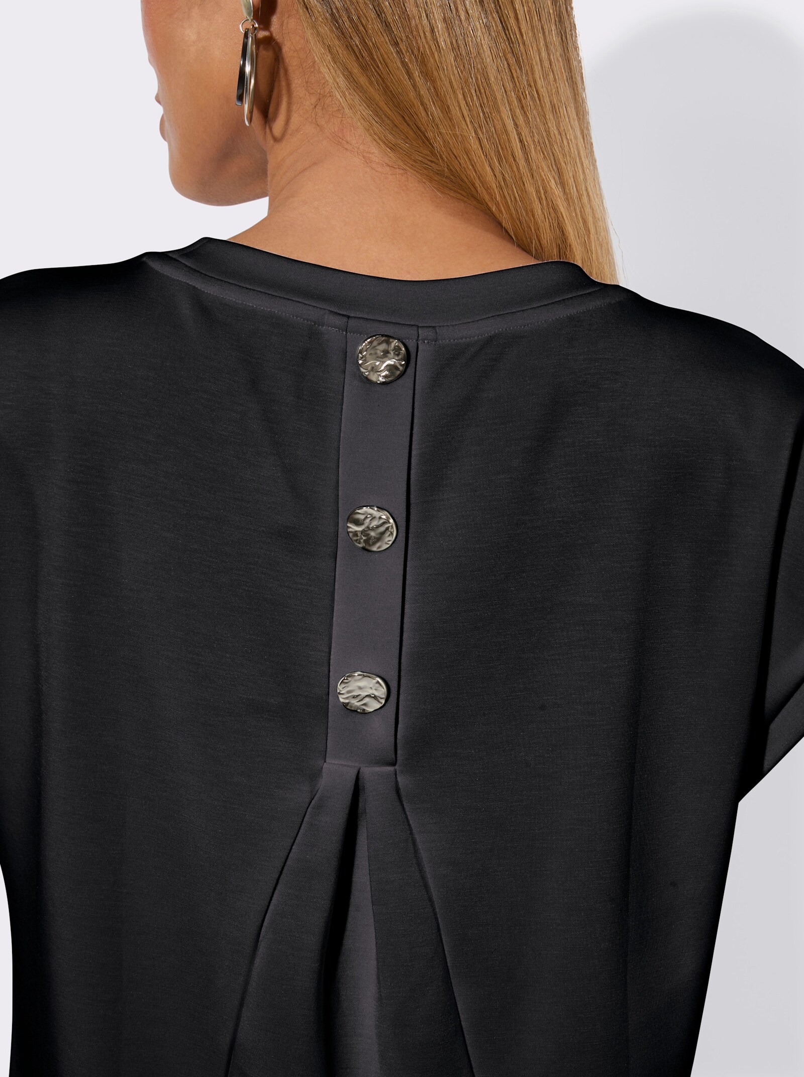 Sweatshirt mit Glitzersteinchen-Verzierung - schwarz