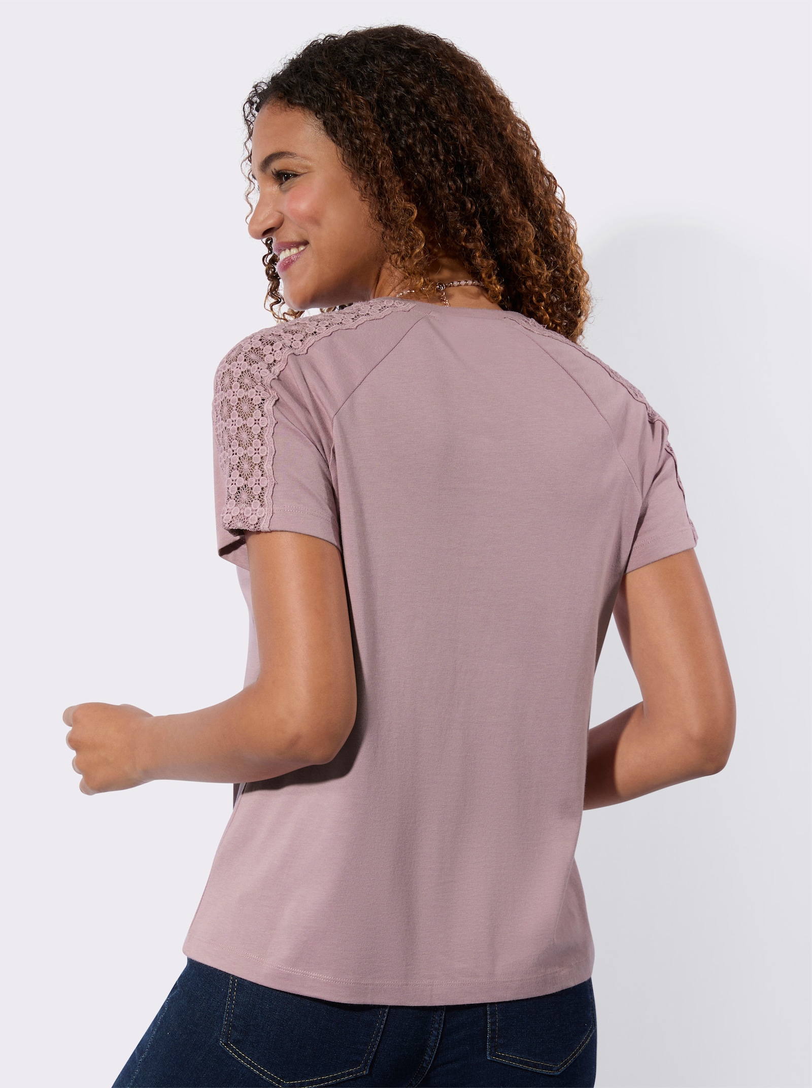 Shirt mit Spitzeneinsätzen - mauve
