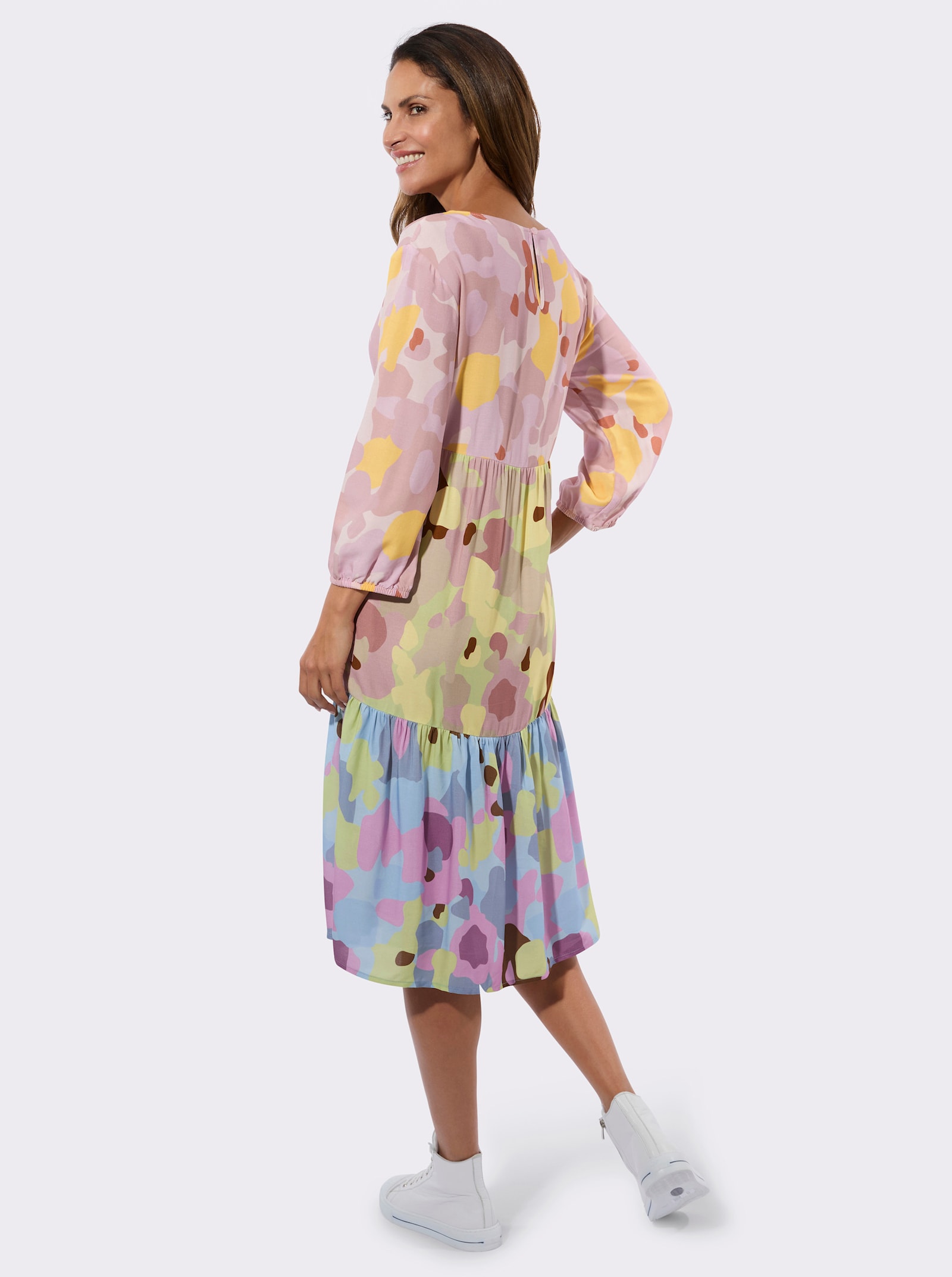 Sommerkleid in A-Linie - pistazie-hellblau-bedruckt