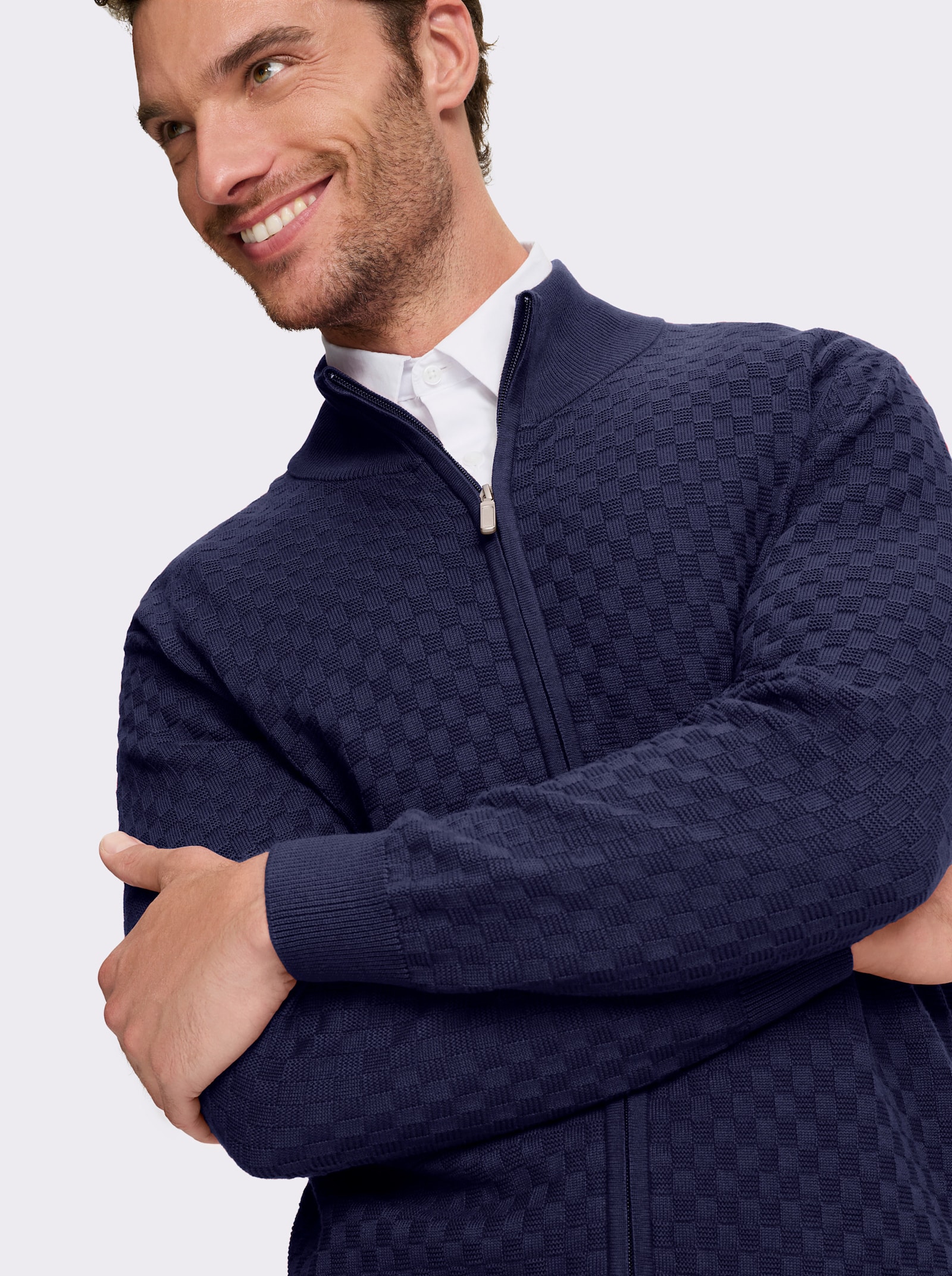 Marco Donati Strickjacke mit verdecktem Reißverschluss - marine