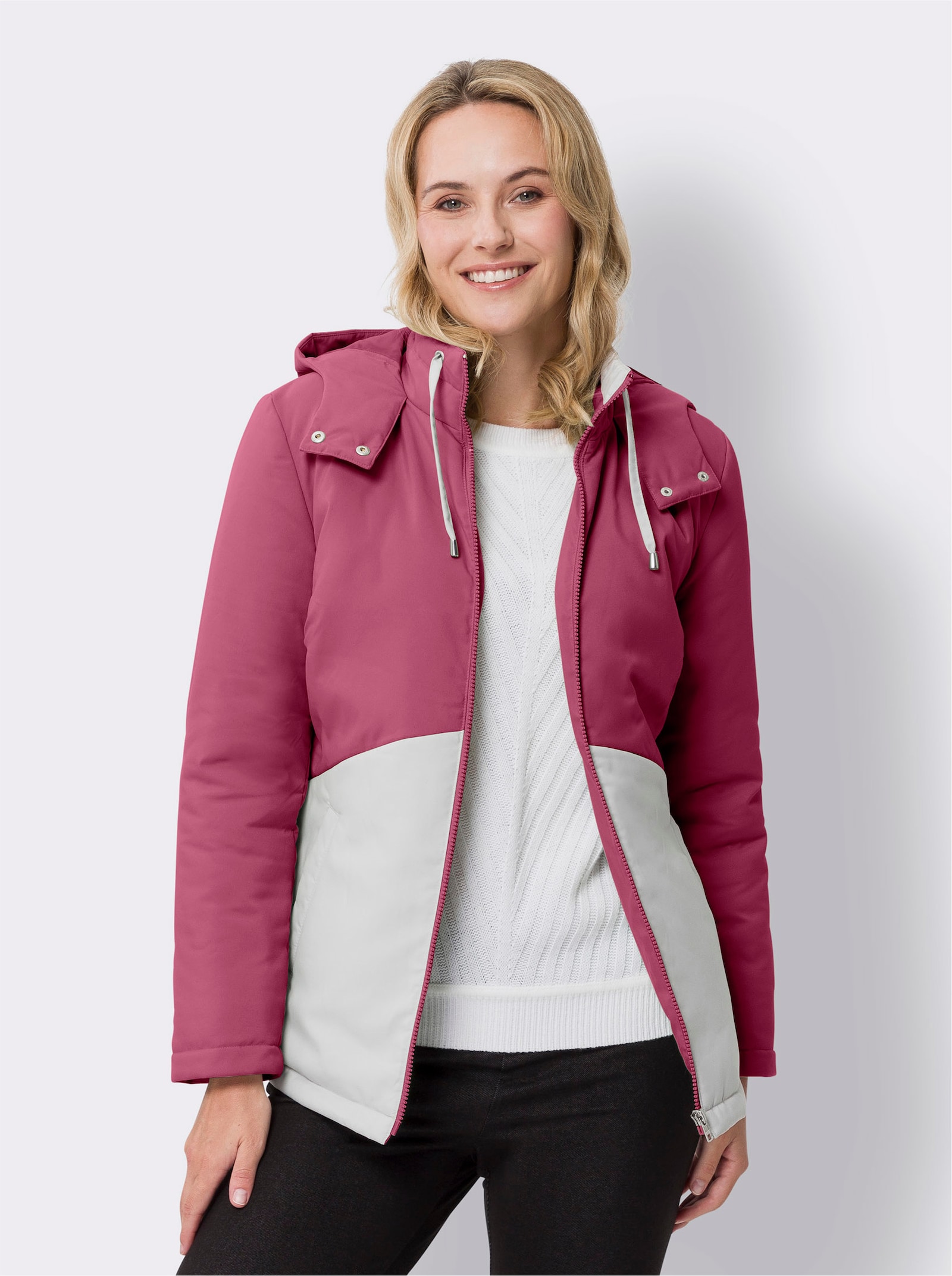 Jacka med färgblock - ljung-ljusgrå