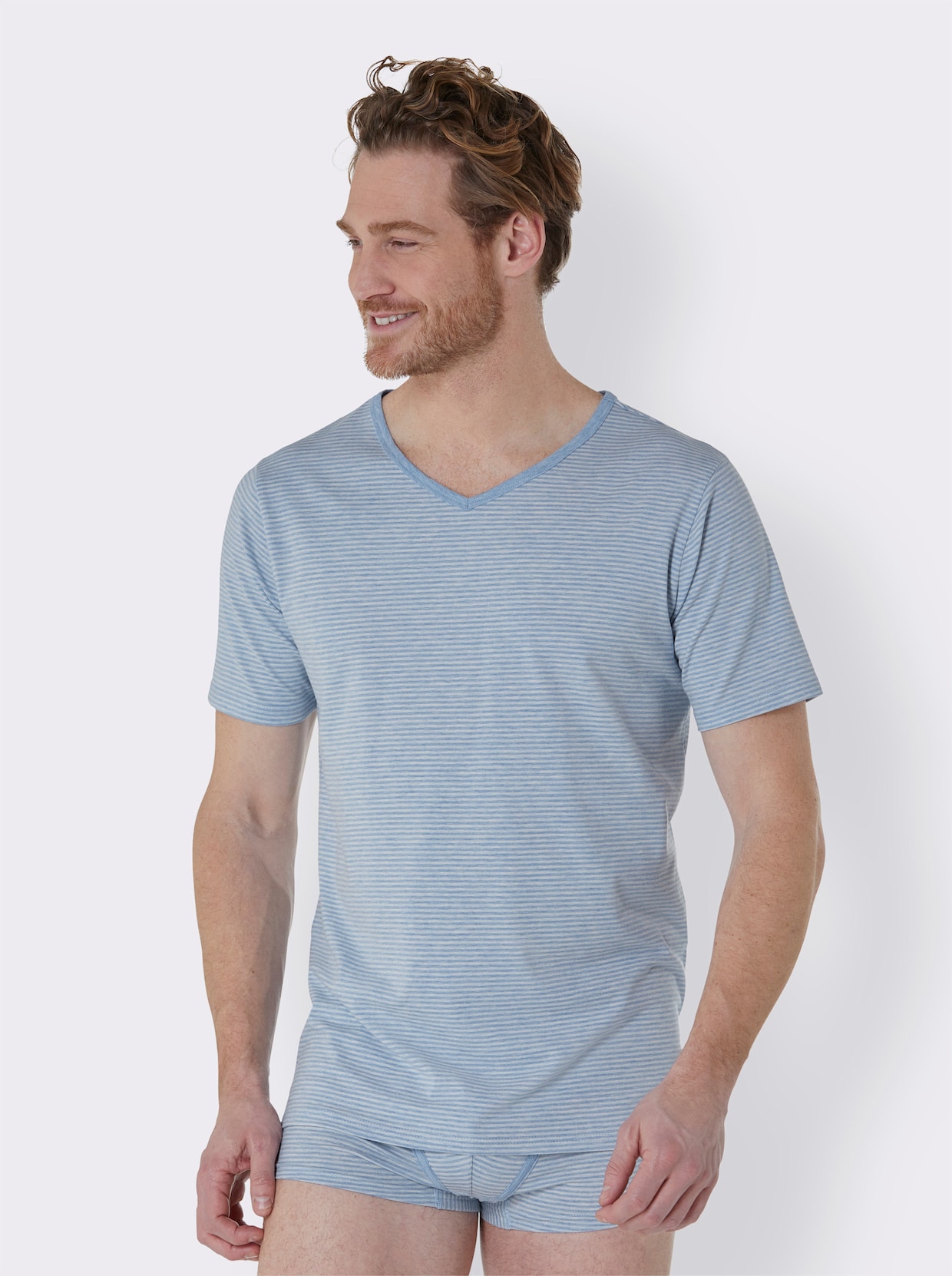 wäschepur Shirt - hellblau-gestreift