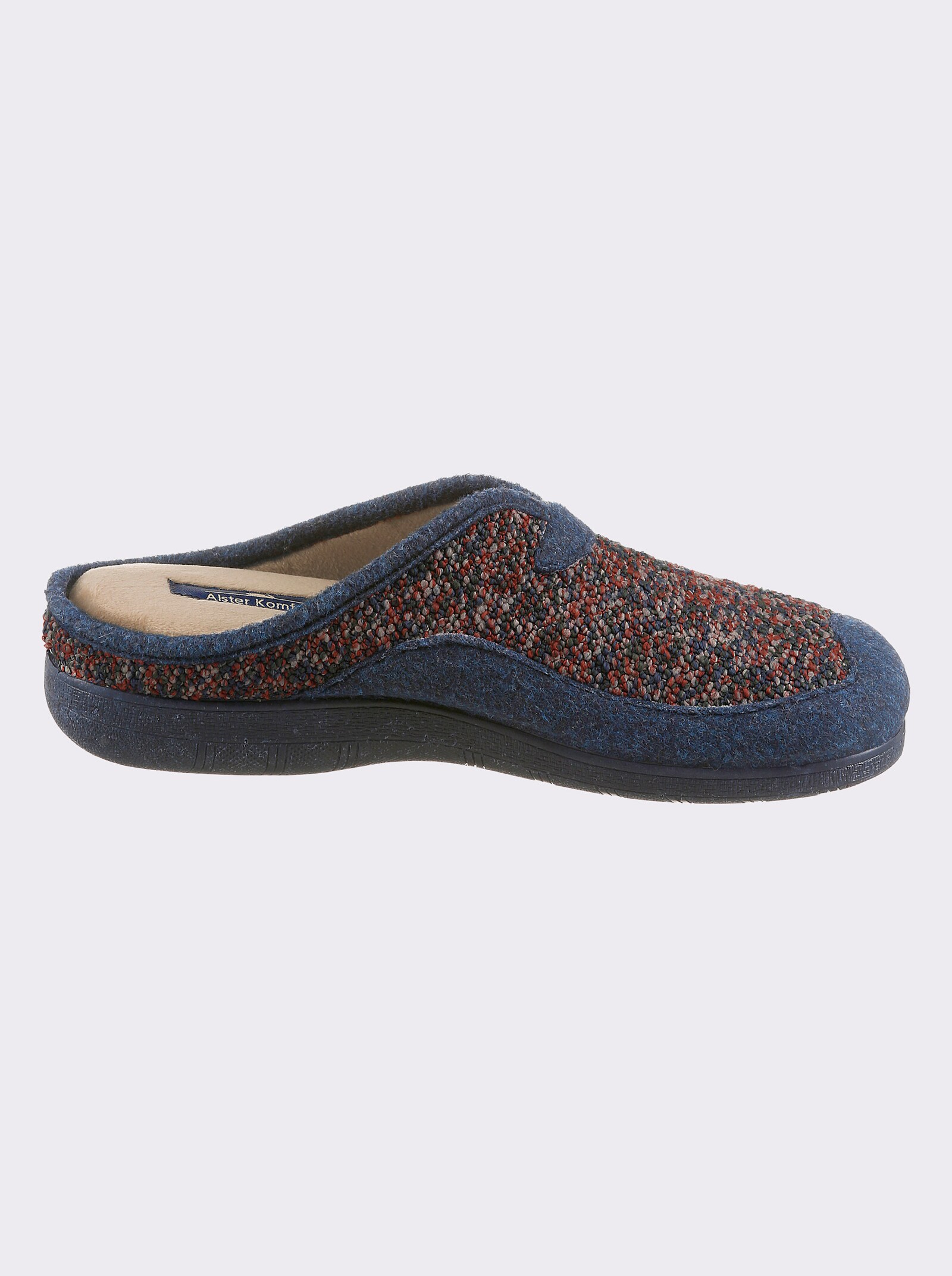 Pantoffel mit Polsterung - marine-gemustert