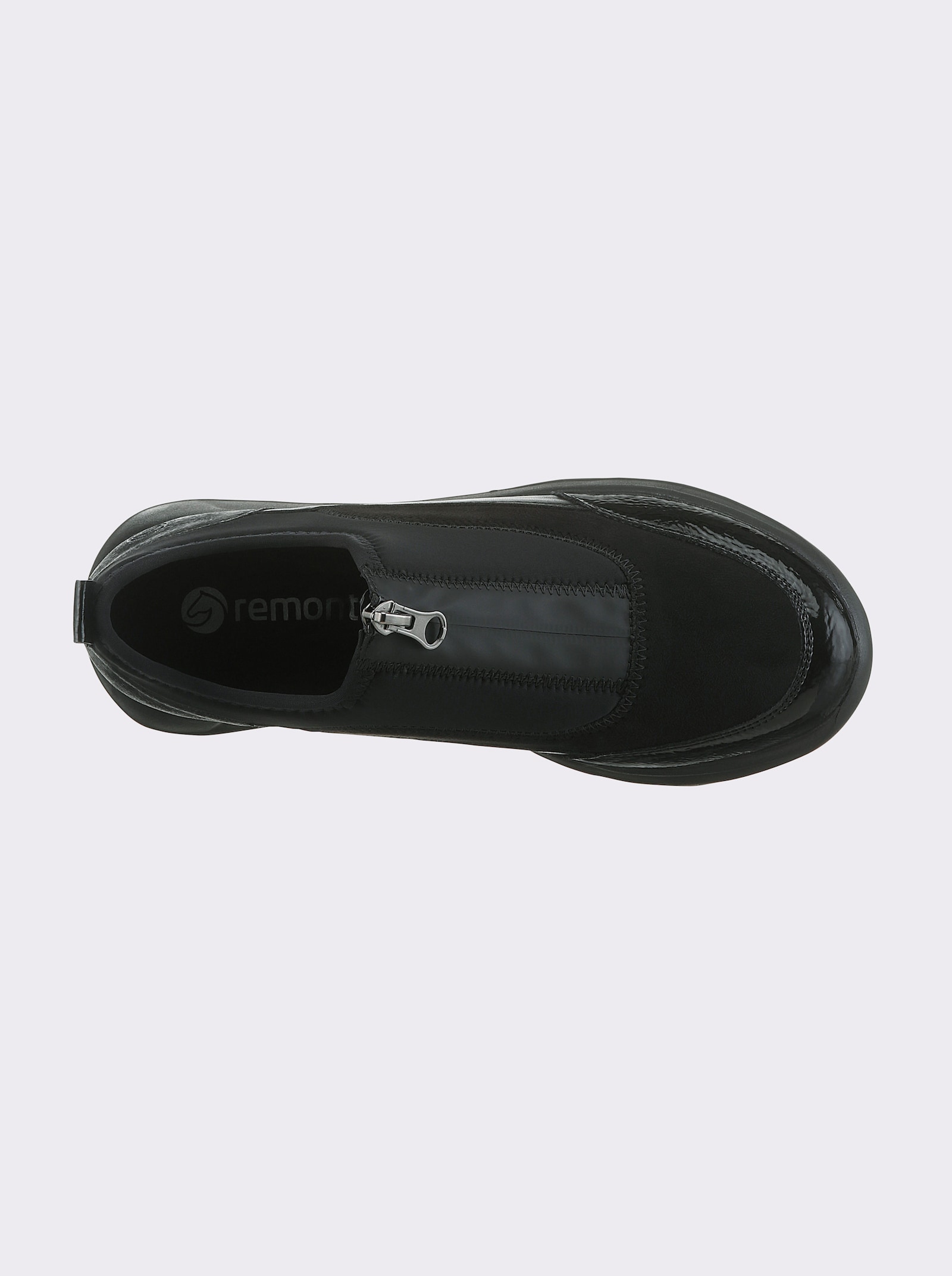 Remonte Slipper mit Reissverschluss - schwarz-gemustert