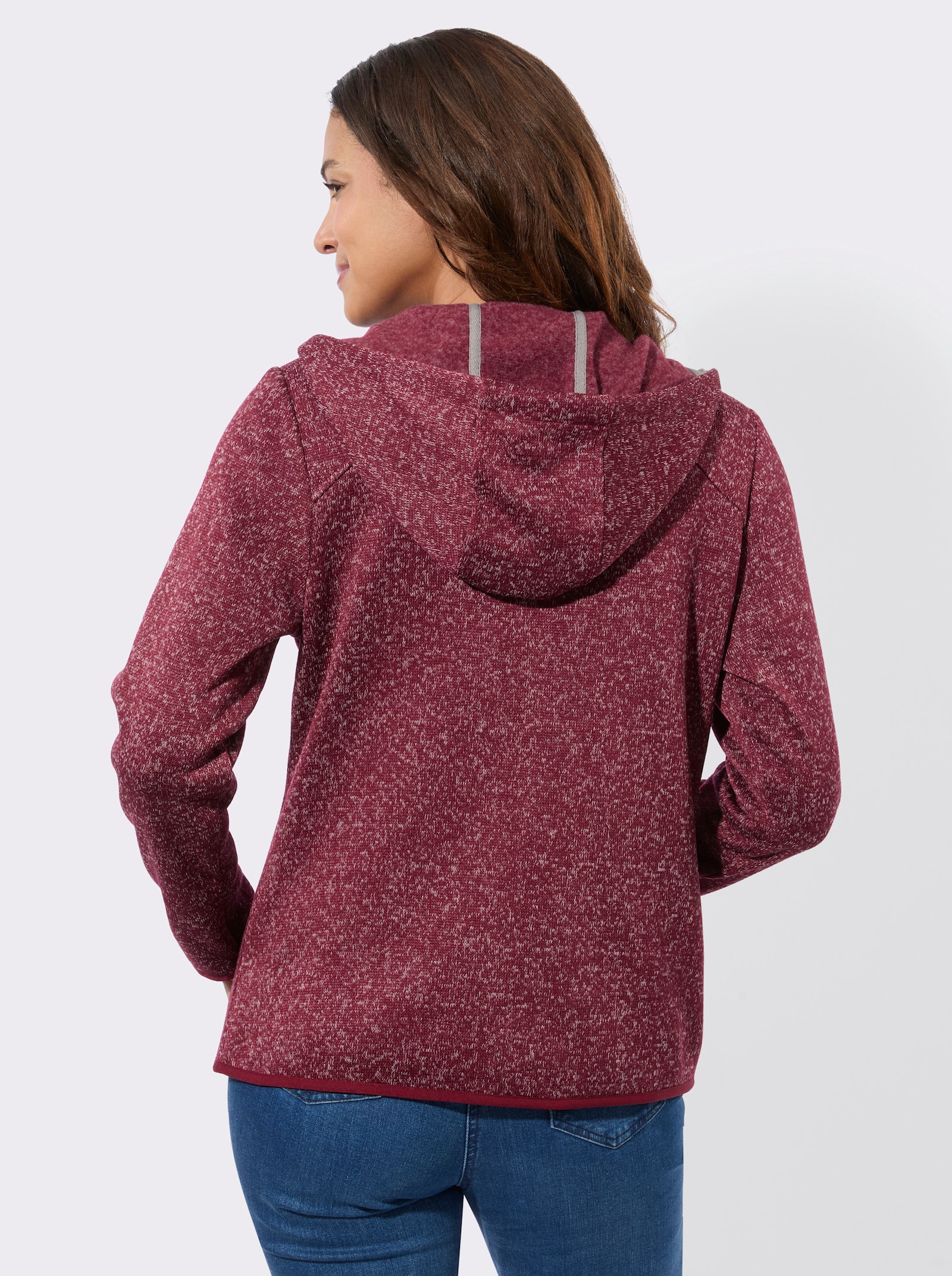 Fleecejacke in Melange-Optik - bordeaux-meliert