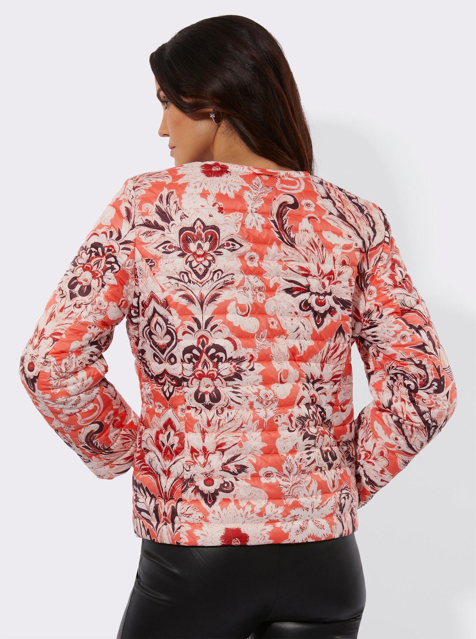 Wendejacke mit Quersteppung - champagner-koralle-bedruckt