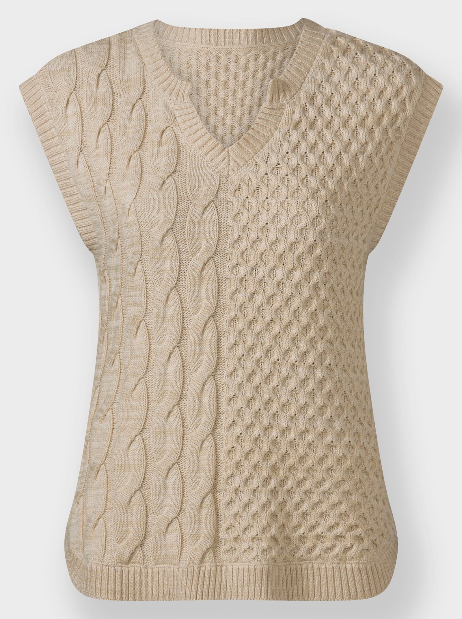 Pullunder mit Rauten- und Zopfmuster - sand