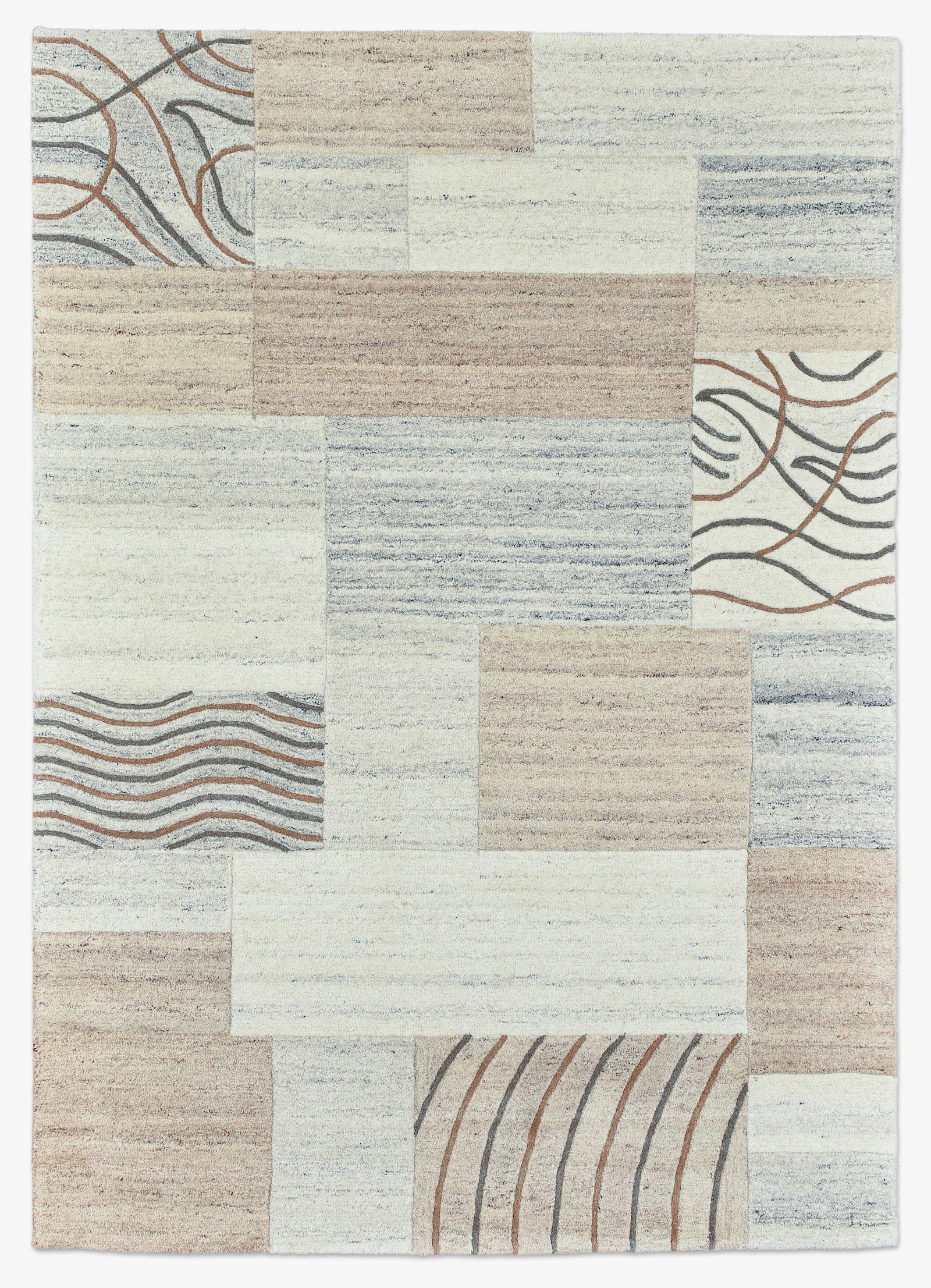 Theko Teppich - natur-grau