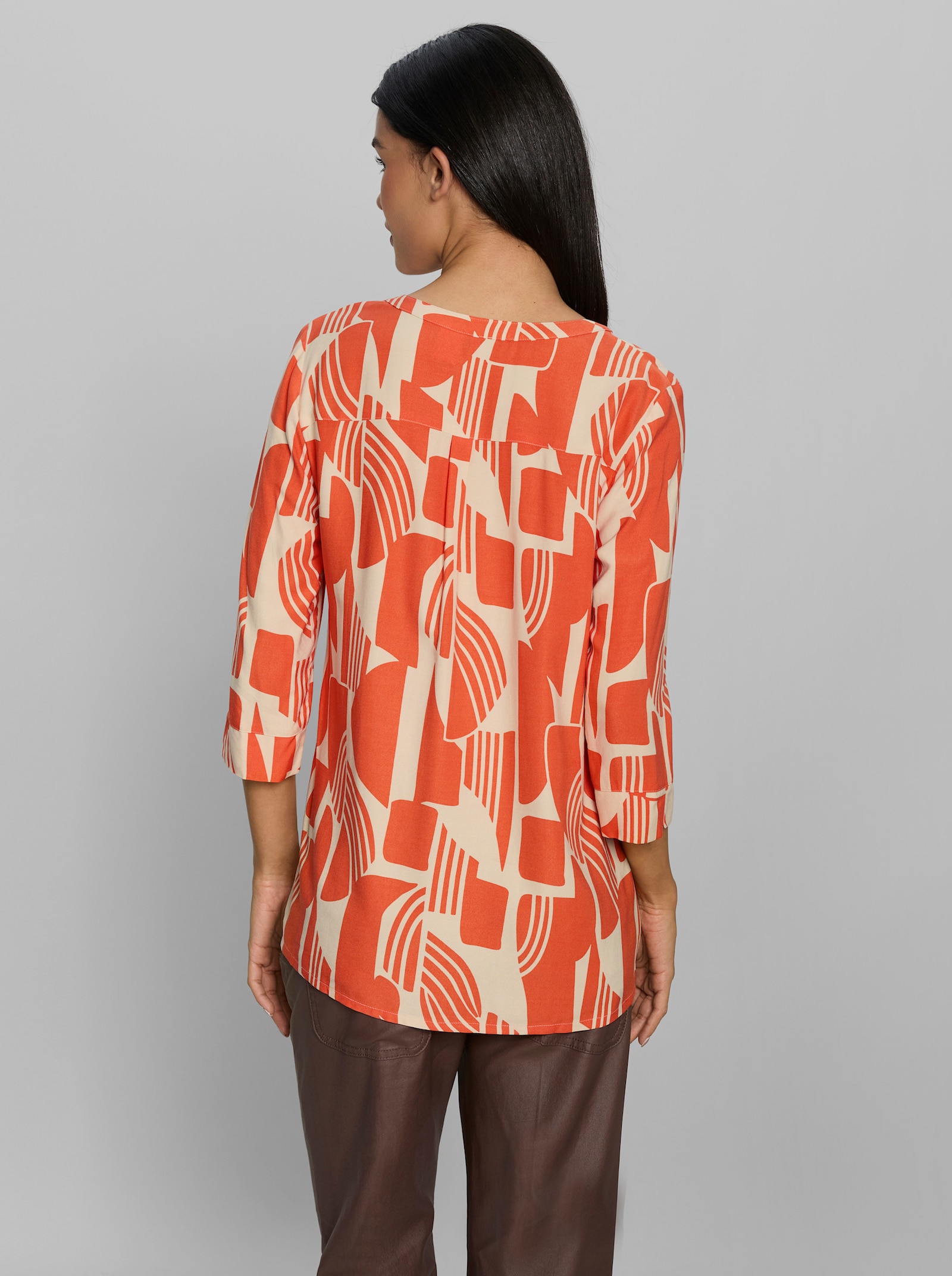 heine Schlupfbluse aus Viskose - orange-sand-bedruckt